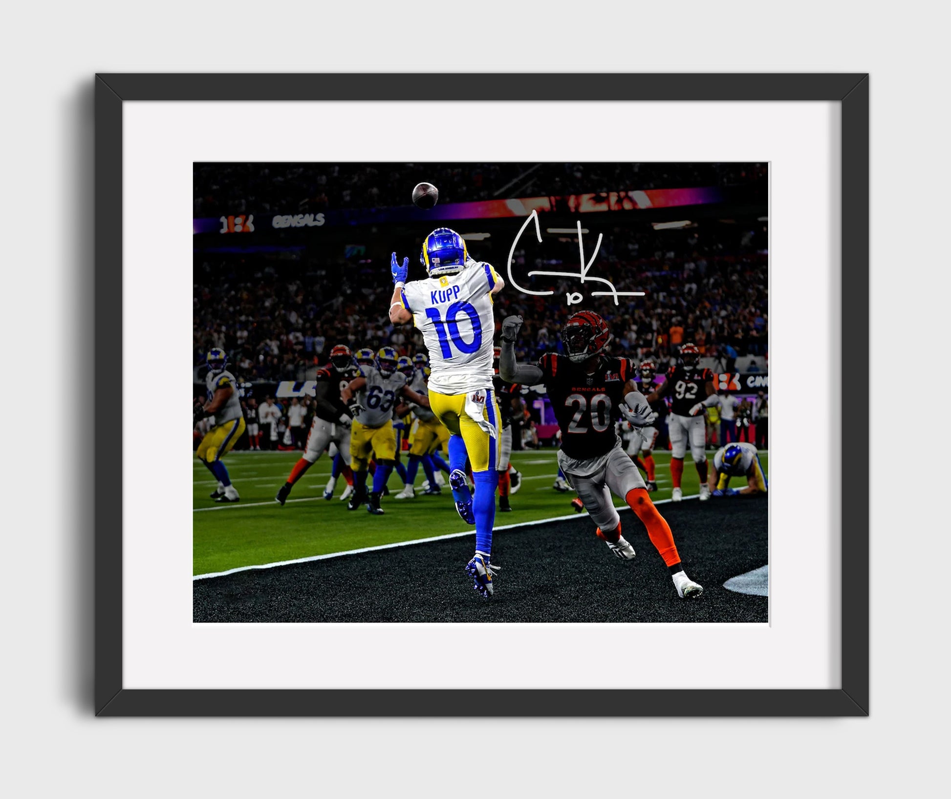 Cooper Kupp - Los Angeles Football Super Bowl Game Winning Catch Vintage Football Wall Art - 16x20 Gallery Frame football decor