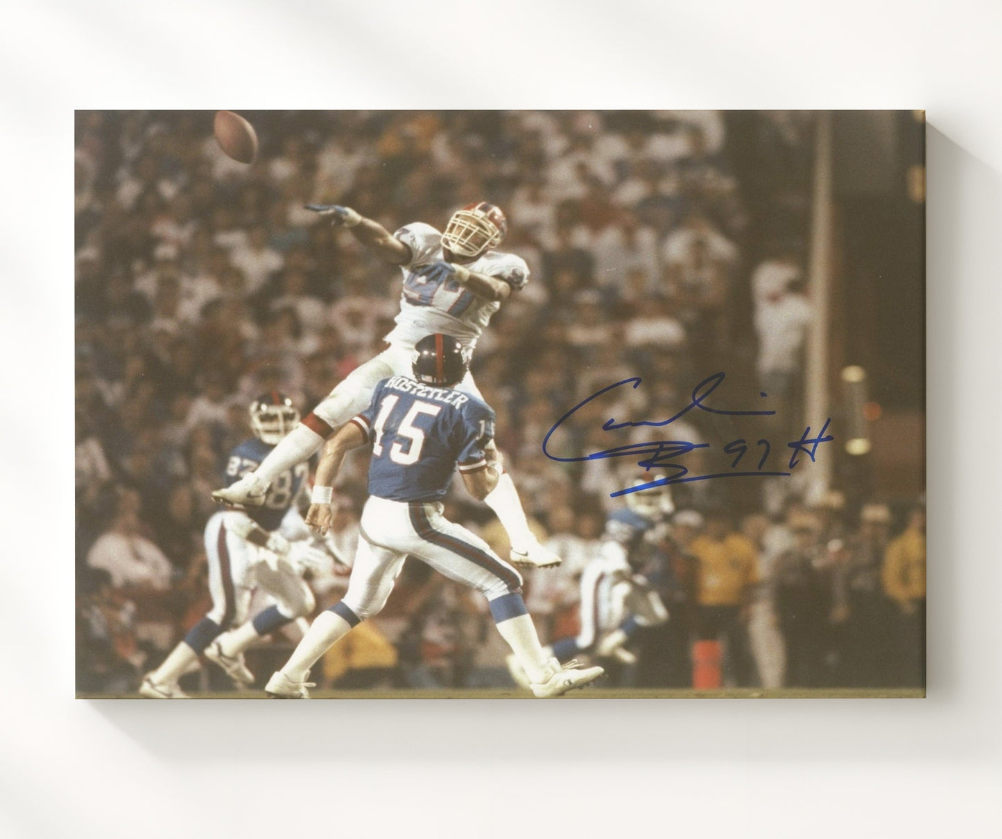 Cornelius Bennett - Buffalo Football Leaping Pass Block Football Wall Art - football wall art print