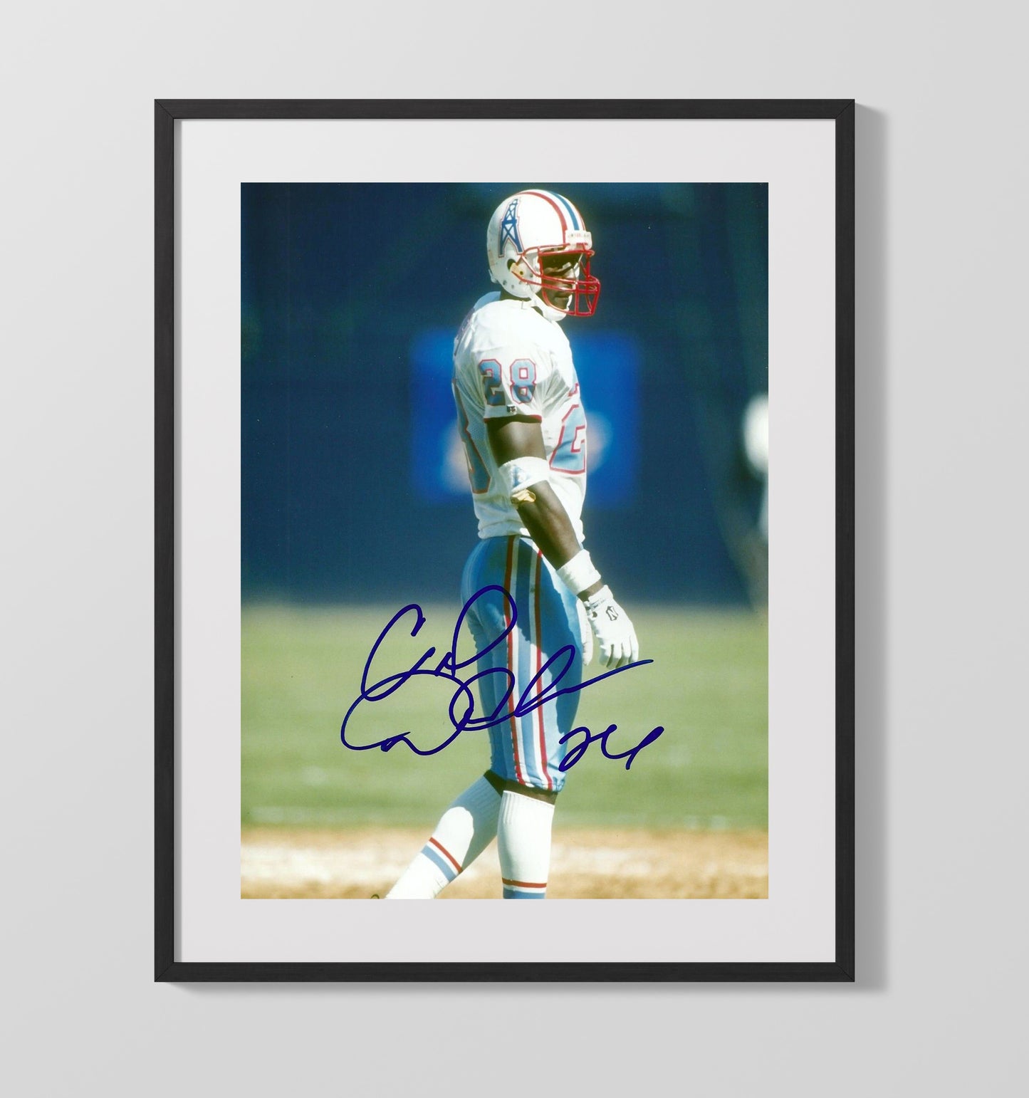 Cris Dishman - Houston football Defensive Back Portrait Oilers Era Vintage Football Wall Art - 16x20 Gallery Frame football decor