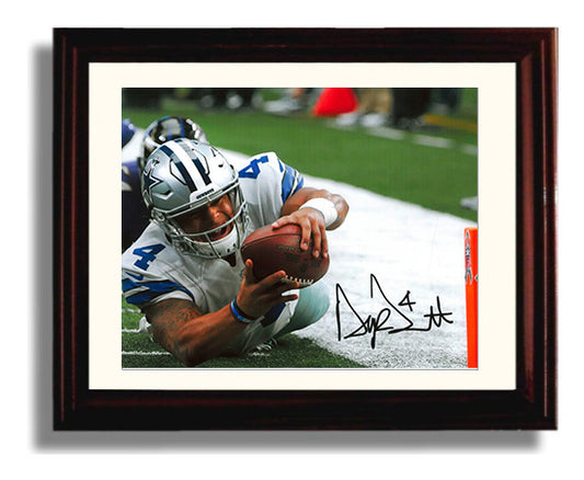 Dak Prescott - Dallas Football Quarterback End Zone Reach Touchdown 8x10 Canvas vintage football wall art