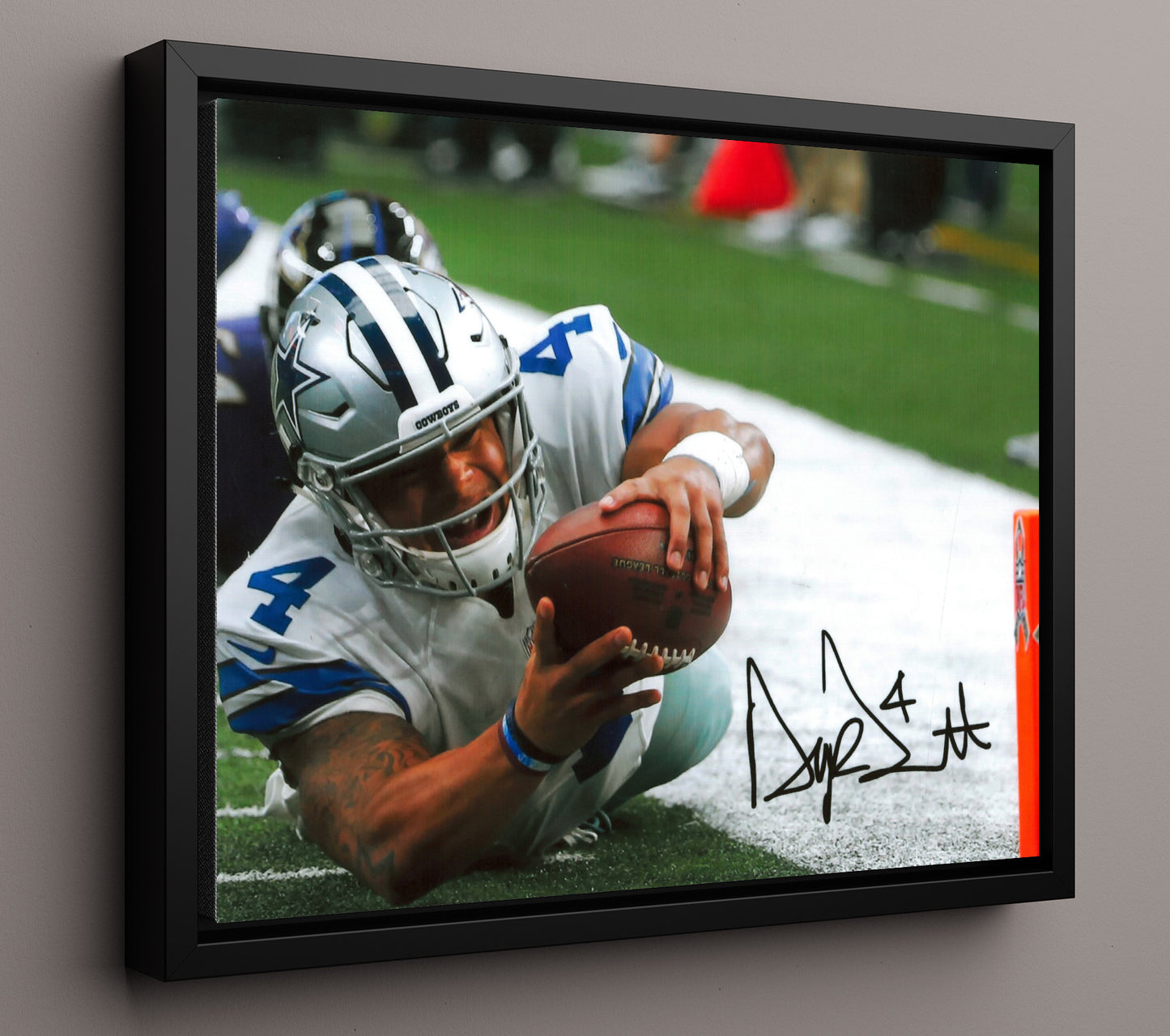 Dak Prescott - Dallas Football Quarterback End Zone Reach Touchdown Football Wall Art - football wall art print