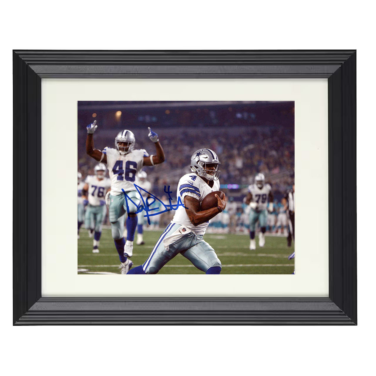 Dak Prescott – Dallas QB Scramble Run – 8x10 black beveled framed football wall art