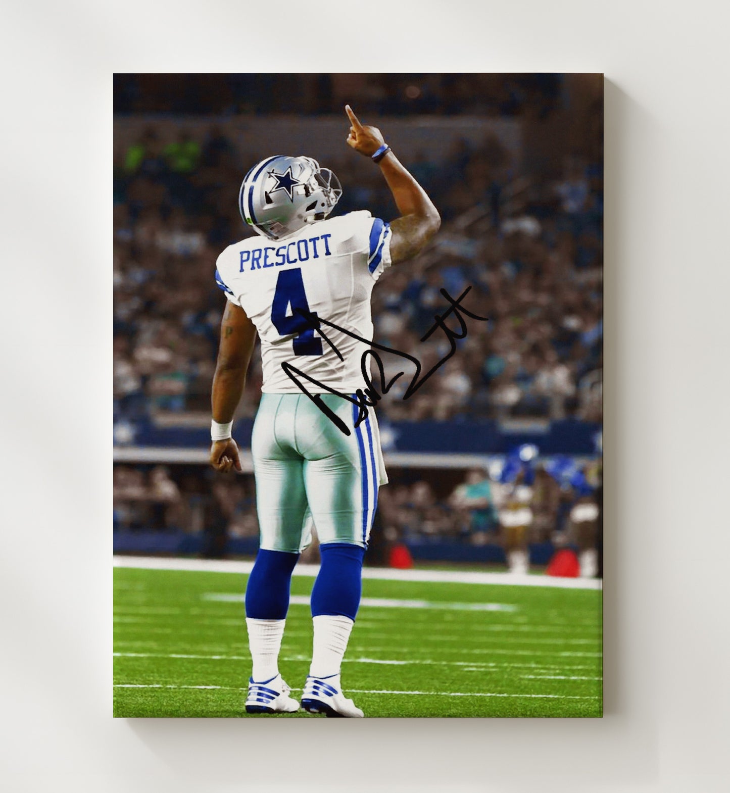 Dak Prescott - Dallas football Finger Point Celebration Vintage Football Wall Art - 20x24 Canvas football decor