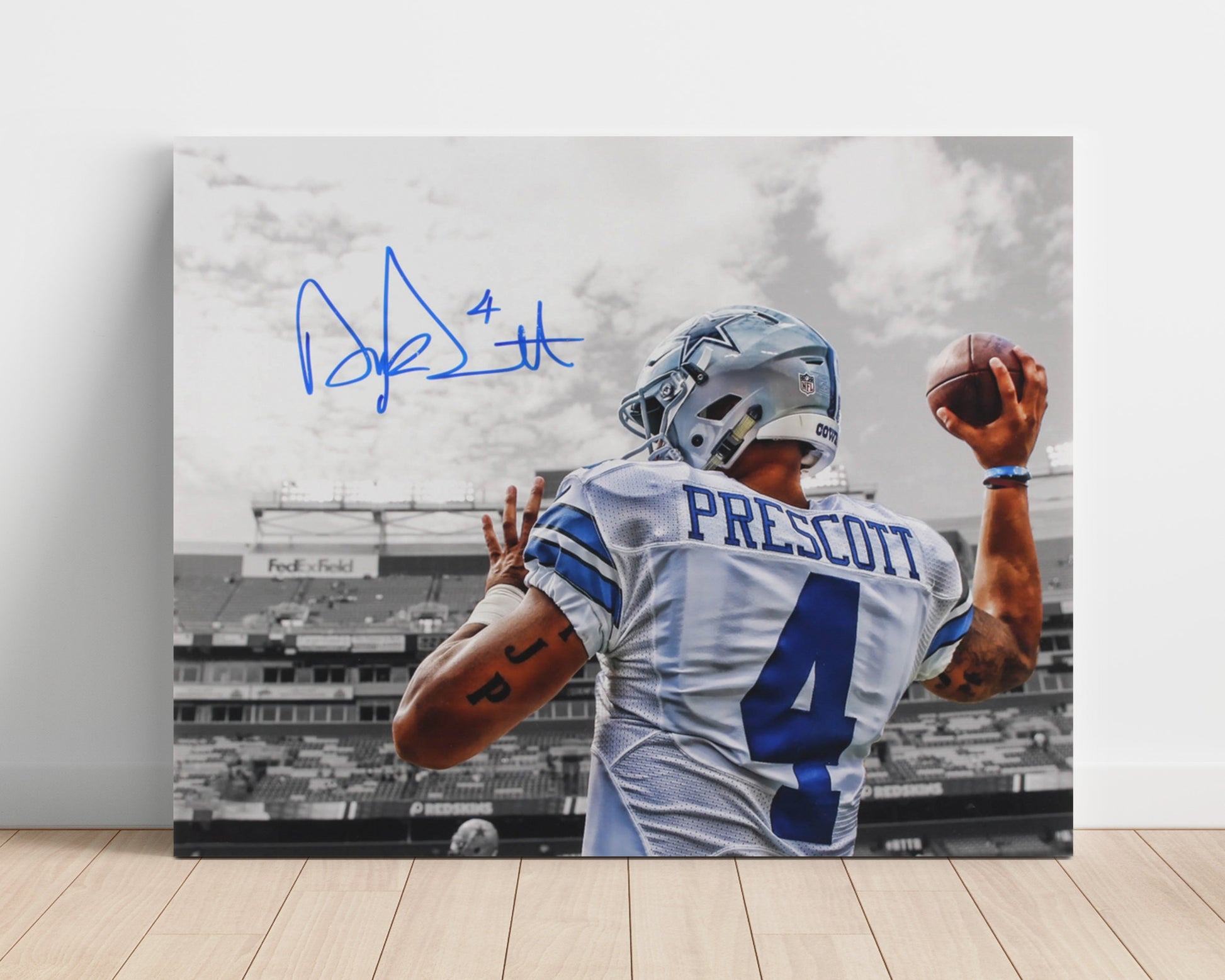 Dak Prescott - Dallas Football Pregame Warmup Throw Football Wall Art - football wall art print