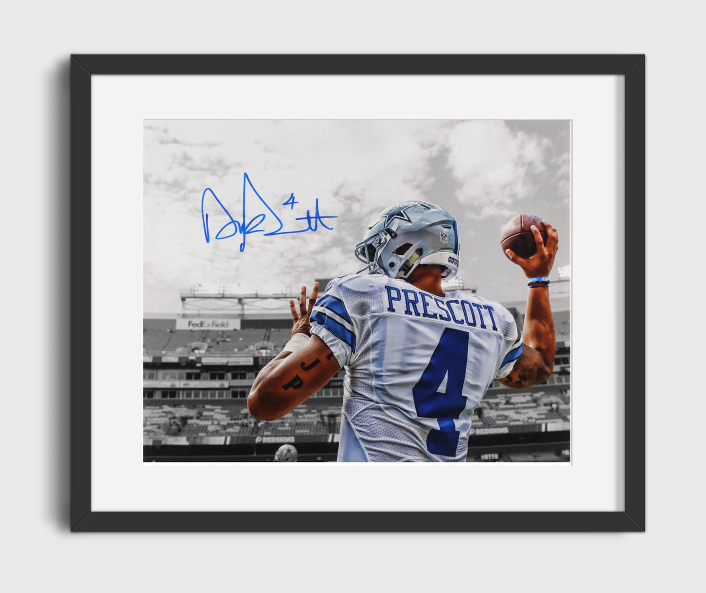 Dak Prescott Dallas Pregame Warmup Throw Football Wall Art 16x20 Gallery Framed Artwork wall art print - Football decor