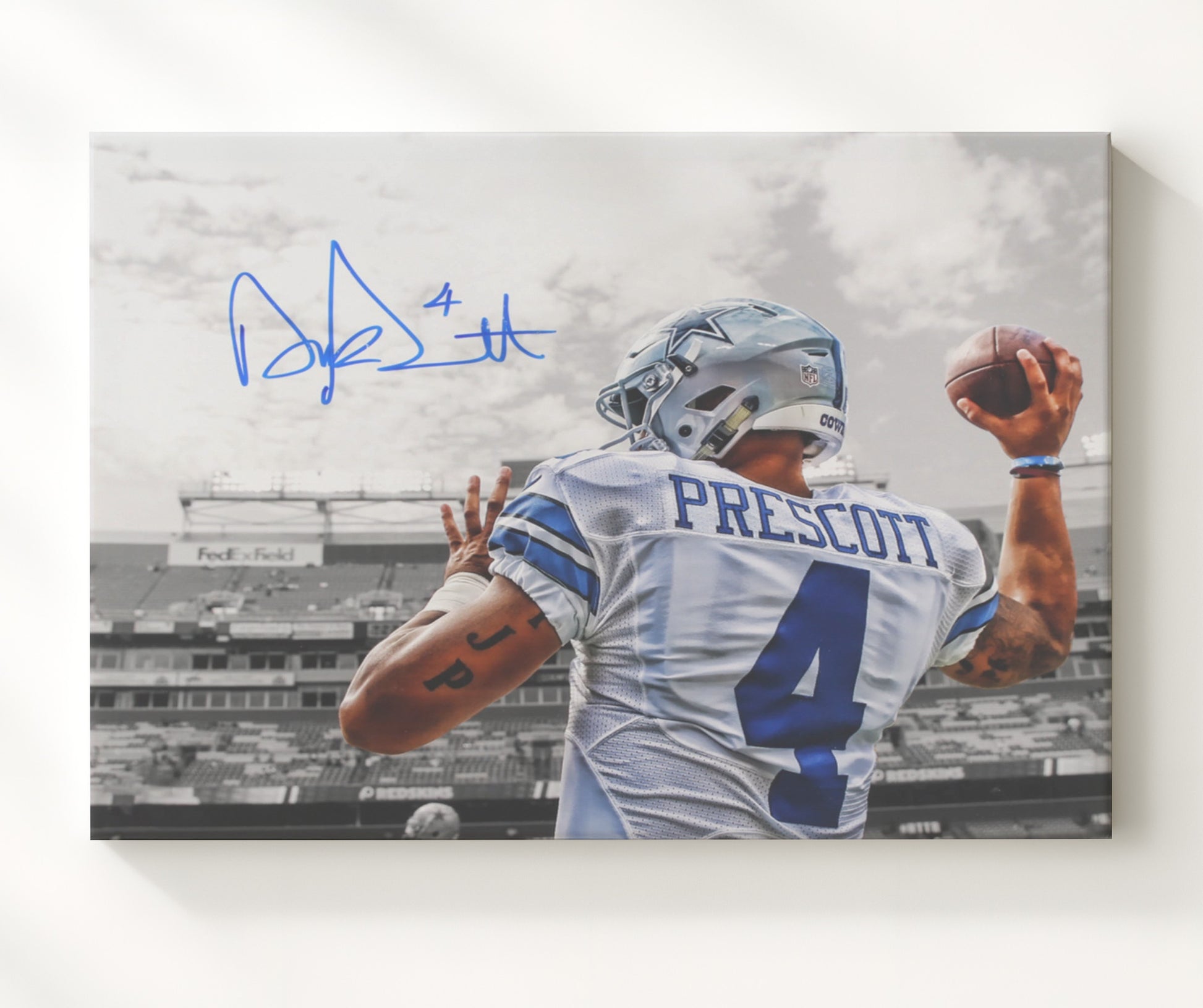 Dak Prescott - Dallas Football Pregame Warmup Throw Football Wall Art - football wall art print