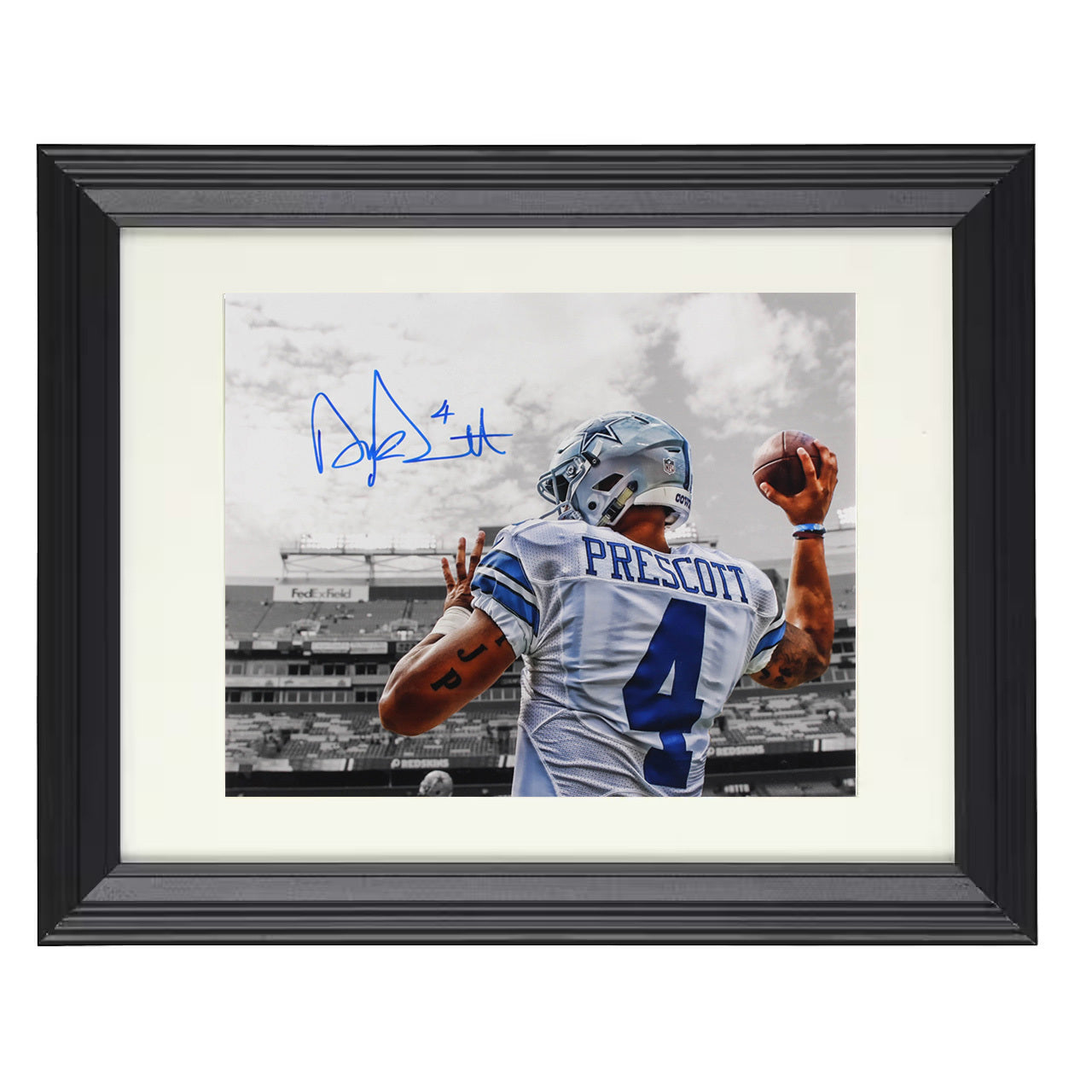 Dak Prescott – Dallas Pregame Warmup Throw – 8x10 black beveled framed football wall art