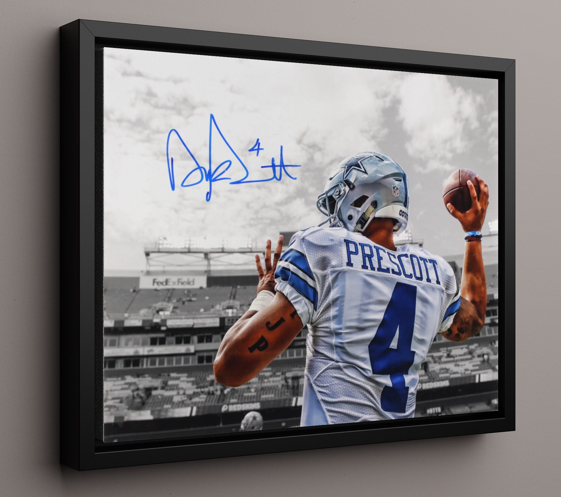 Dak Prescott - Dallas Football Pregame Warmup Throw Football Wall Art - football wall art print