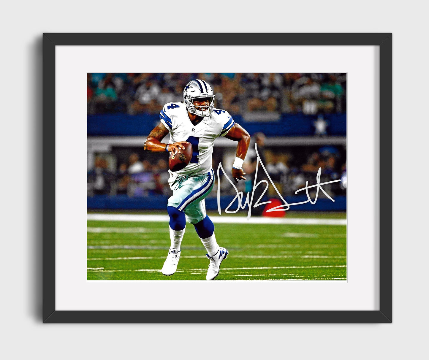 Dak Prescott Dallas Quarterback Open Field Run Football Wall Art 16x20 Gallery Framed Artwork wall art print - Football decor