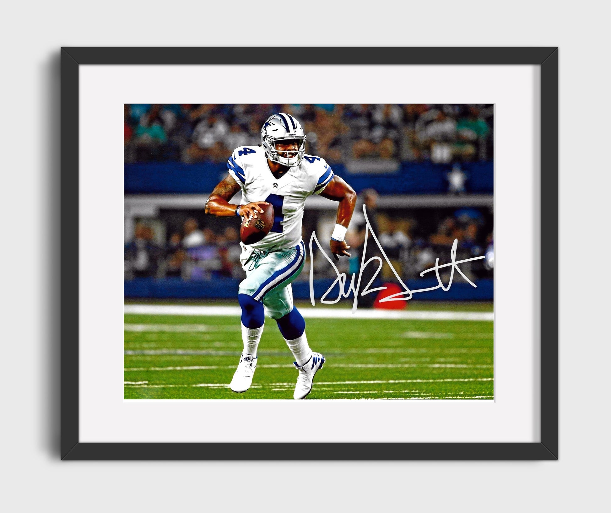 Dak Prescott - Dallas football Quarterback Open Field Run Vintage Football Wall Art - 16x20 Gallery Frame football decor
