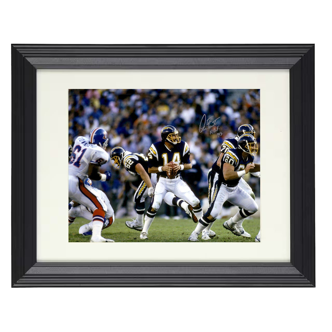 Dan Fouts – San Diego Air Coryell Passing Motion – 8x10 black beveled framed football wall art