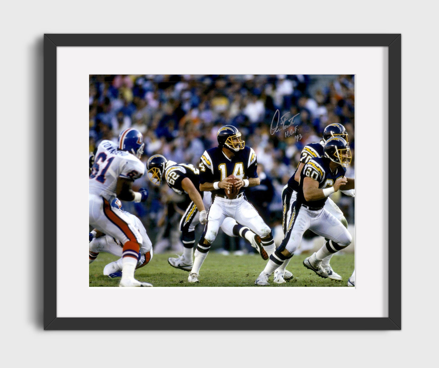 Dan Fouts San Diego Air Coryell Passing Motion Football Wall Art 16x20 Gallery Framed Artwork wall art print - Football decor