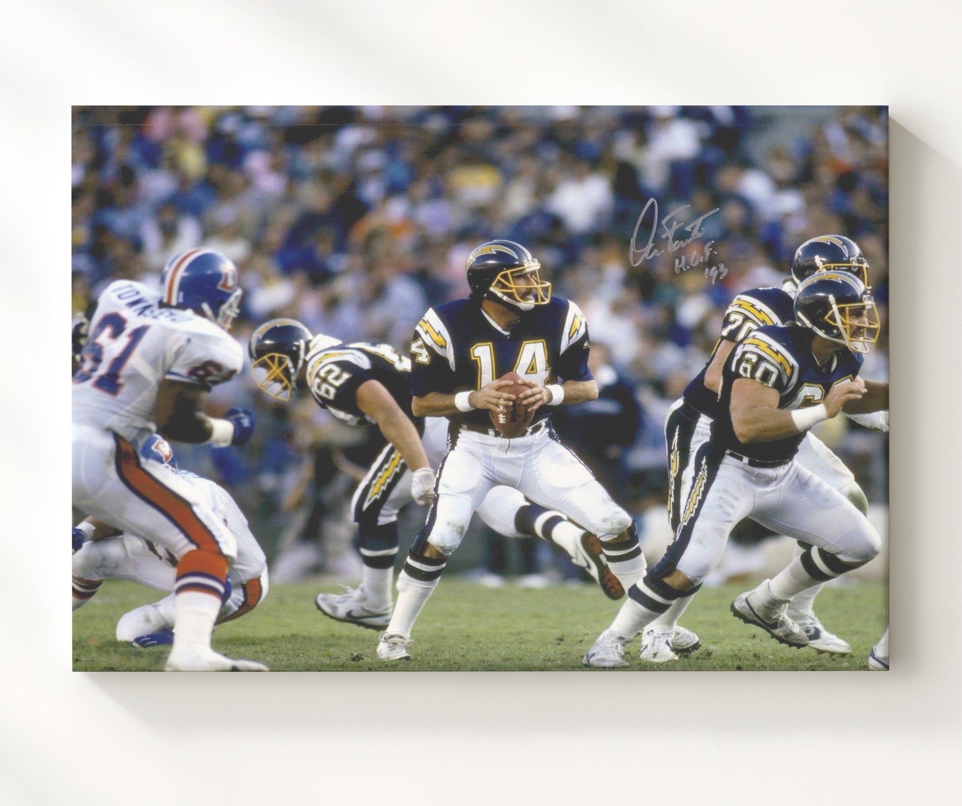 Dan Fouts San Diego Air Coryell Passing Motion Football Wall Art 16x20 Canvas Wall Art wall art print - Football decor