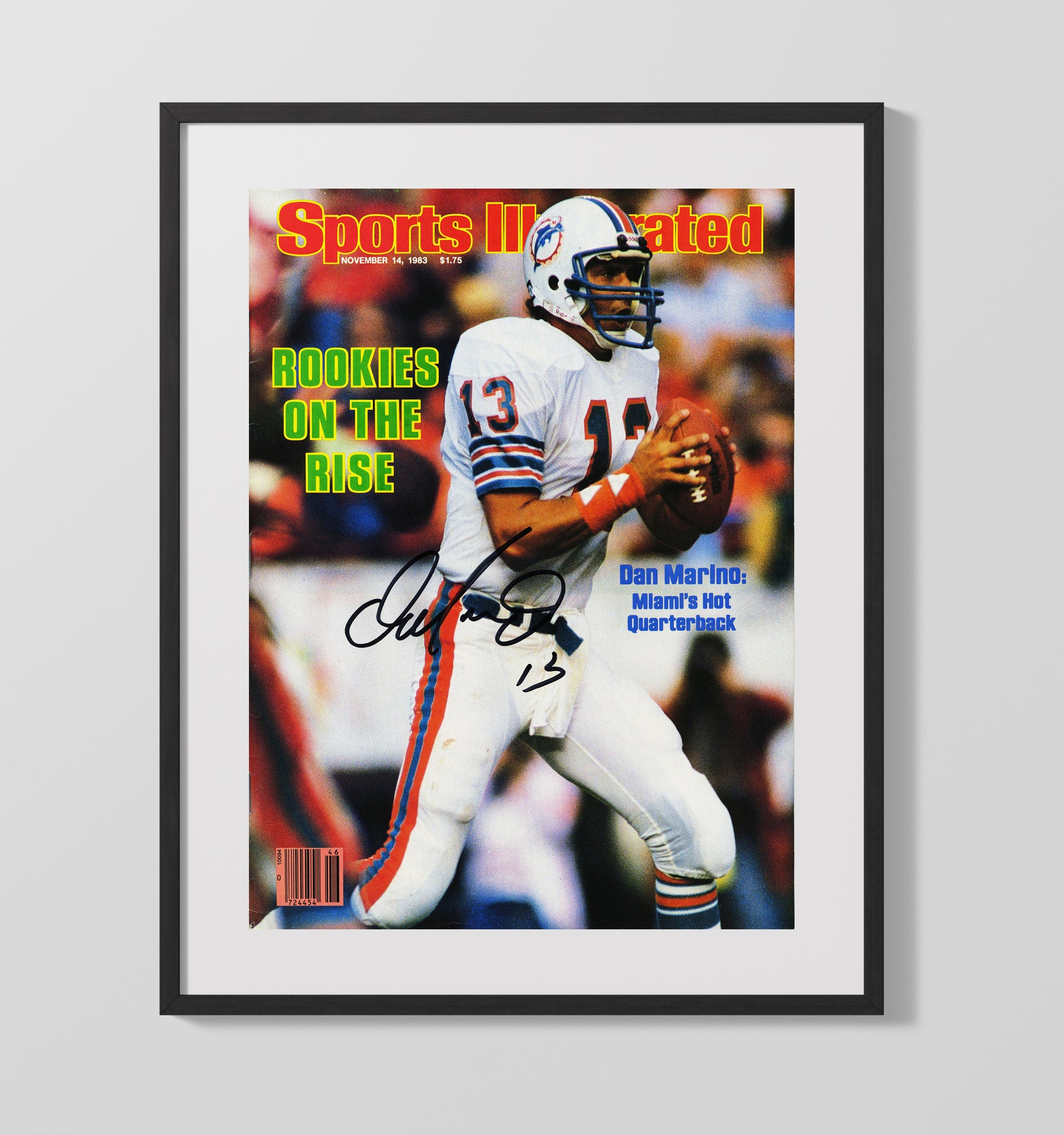 Dan Marino - Miami football Rookies on the Rise Pass 1983 SI Cover Vintage Football Wall Art - 16x20 Gallery Frame football decor