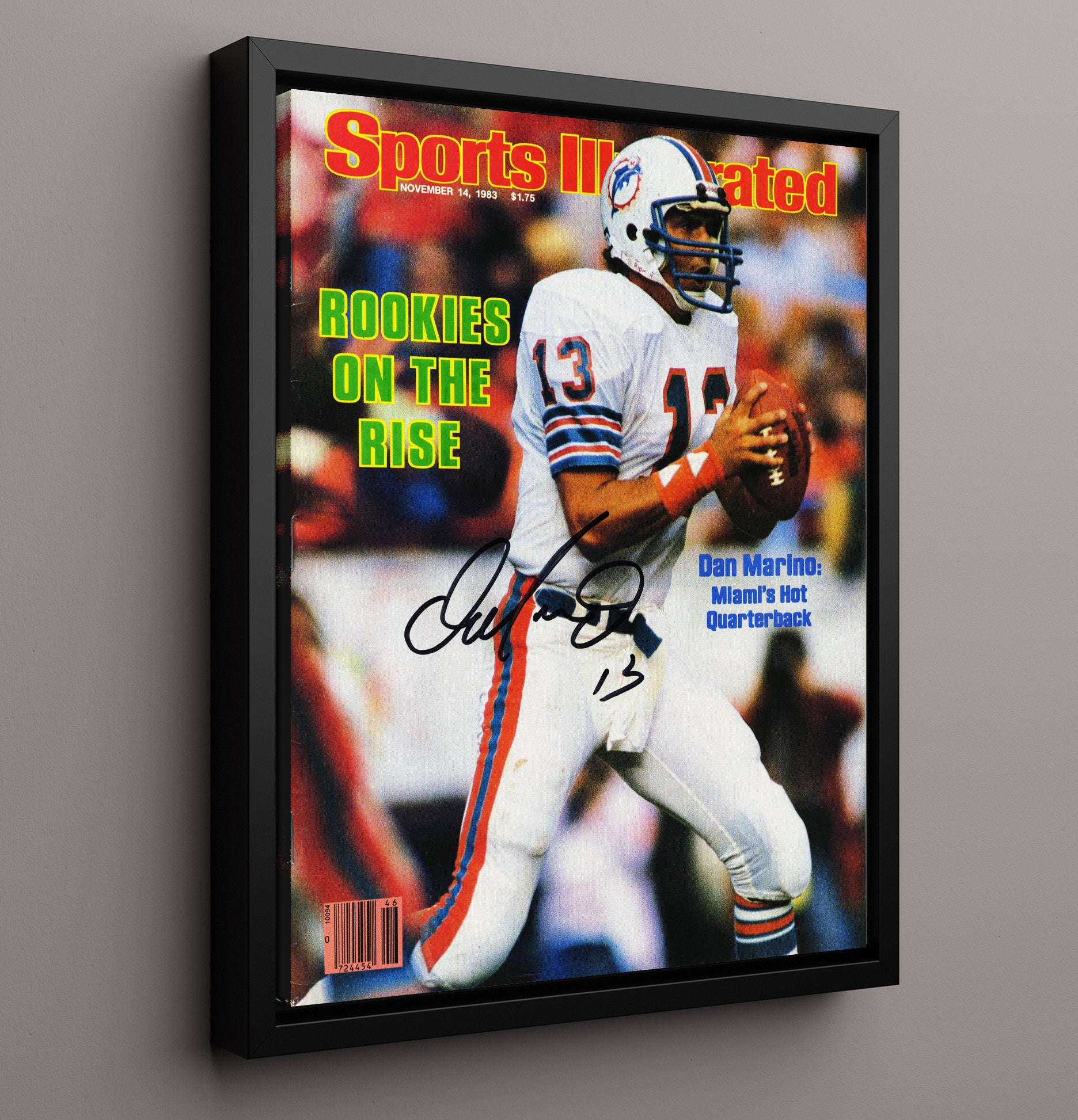 Dan Marino - Miami football Rookies on the Rise Pass 1983 SI Cover Vintage Football Wall Art - 16x20 Framed Canvas football decor
