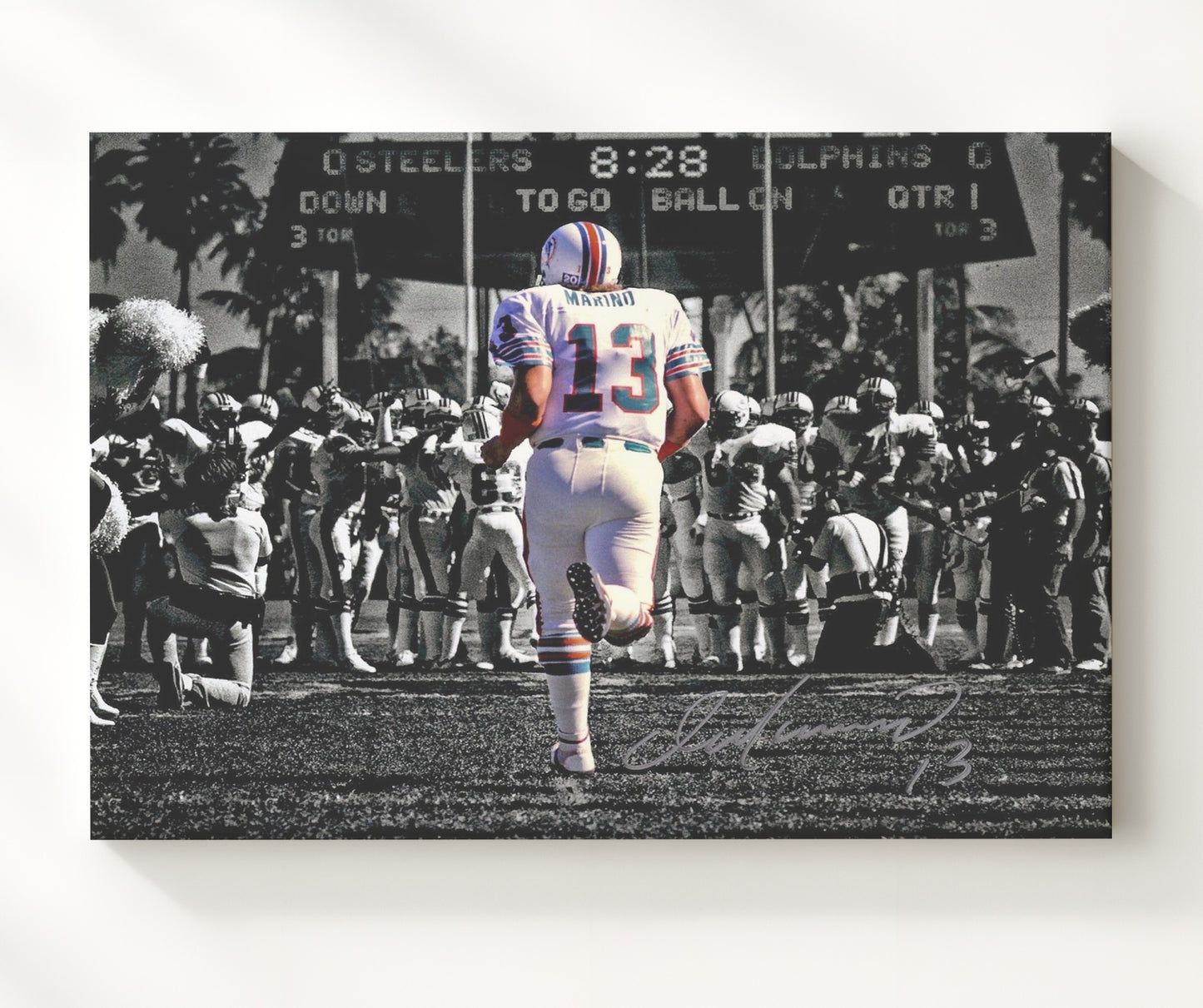 Dan Marino - Miami football Tunnel Entrance Spotlight Vintage Football Wall Art - 20x24 Canvas football decor