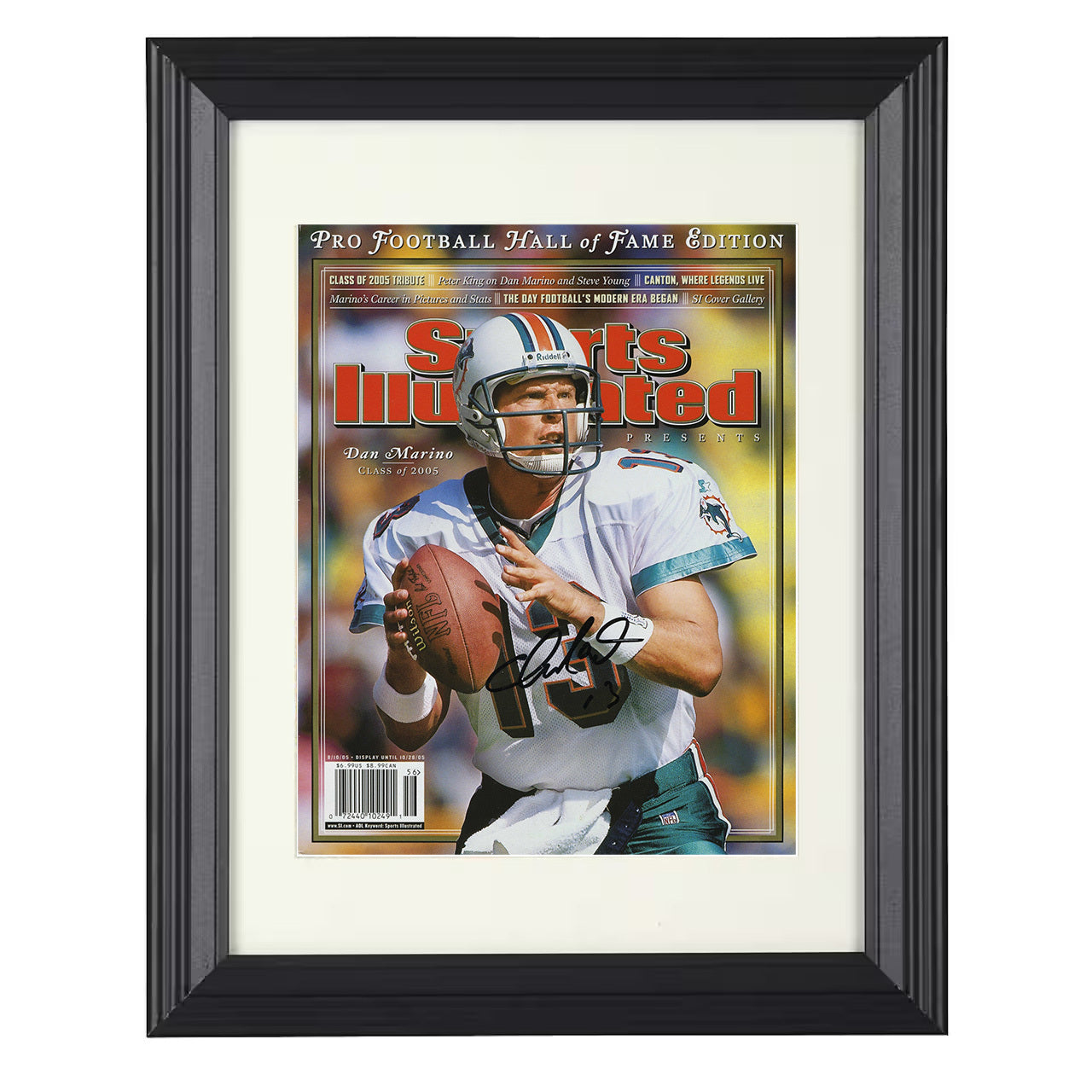 Dan Marino Tribute – Hall of Fame Heat Image – 8x10 black beveled framed football wall art