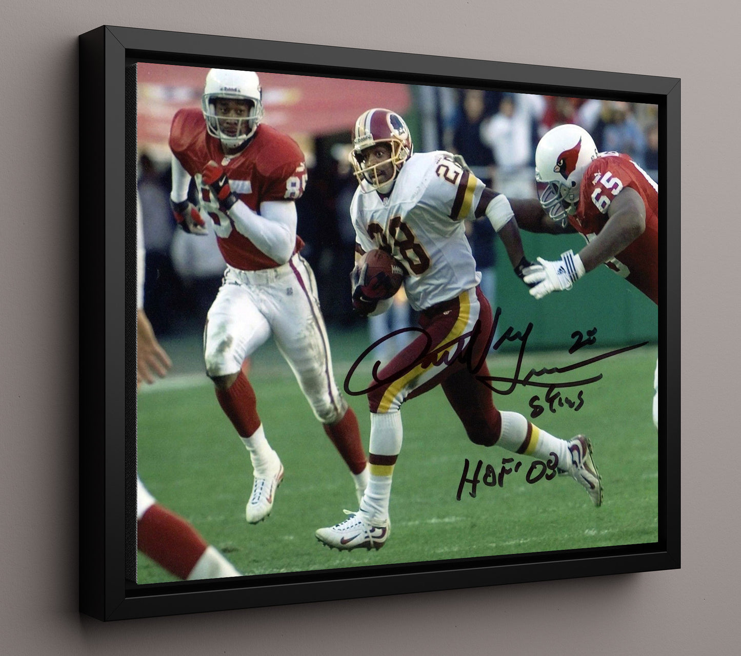 Darrell Green Washington Speed Pursuit Tackle Football Wall Art 16x20 Floating Canvas Display wall art print - Football decor