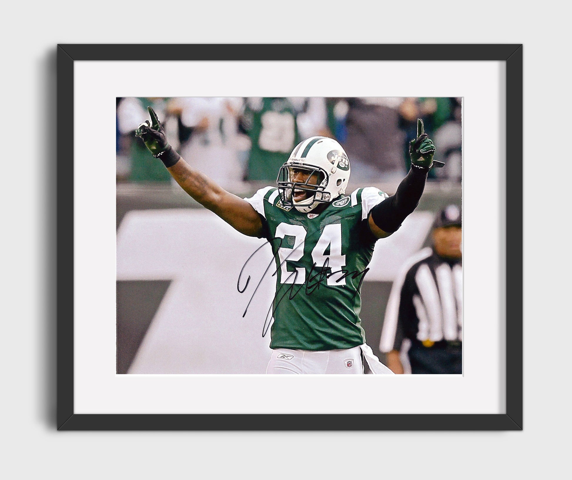 Darrelle Revis New York Defensive Celebration Football Wall Art 16x20 Gallery Framed Artwork wall art print - Football decor