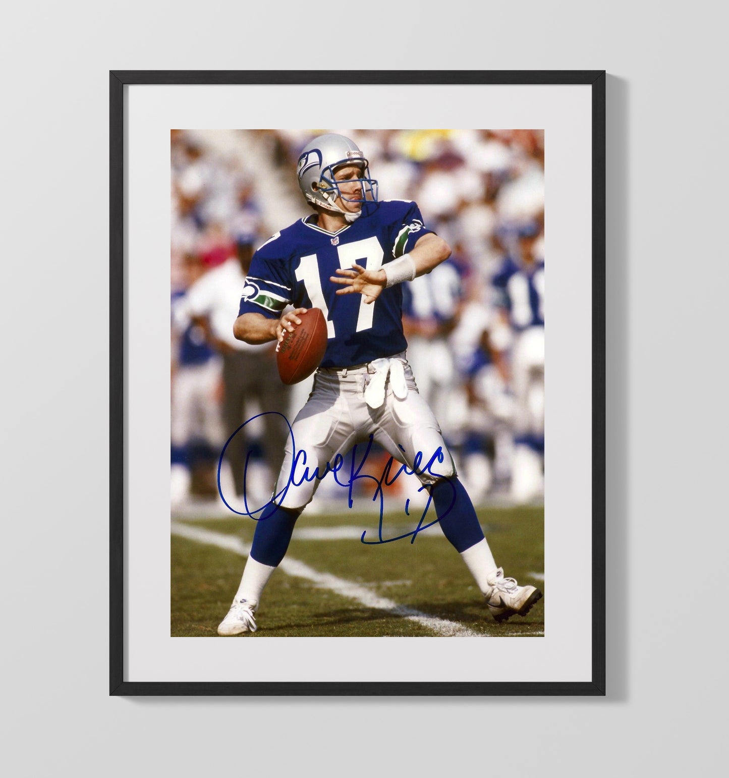 Dave Krieg - Seattle Football Quarterback Set to Pass Football Wall Art - football wall art print