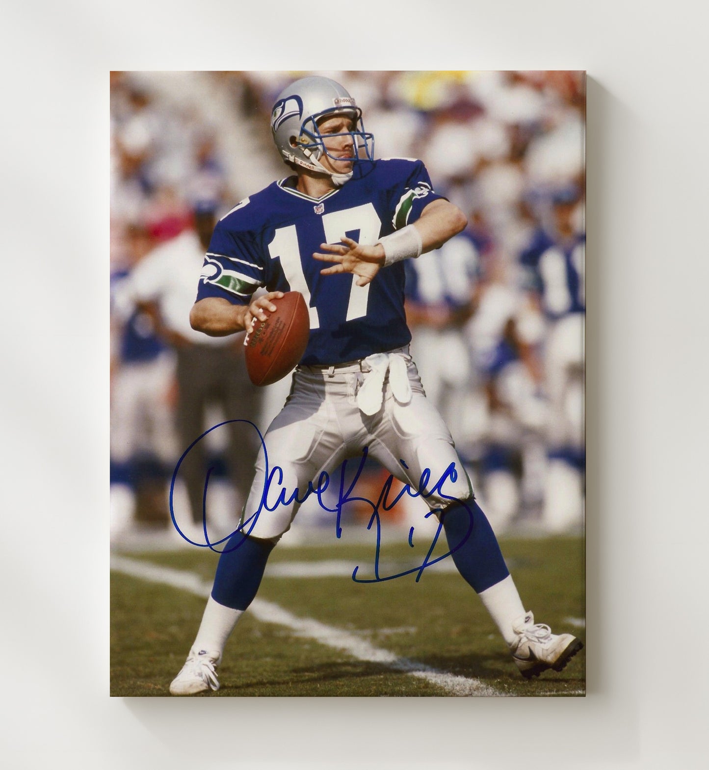 Dave Krieg - Seattle football Quarterback Set to Pass Vintage Football Wall Art - 20x24 Canvas football decor