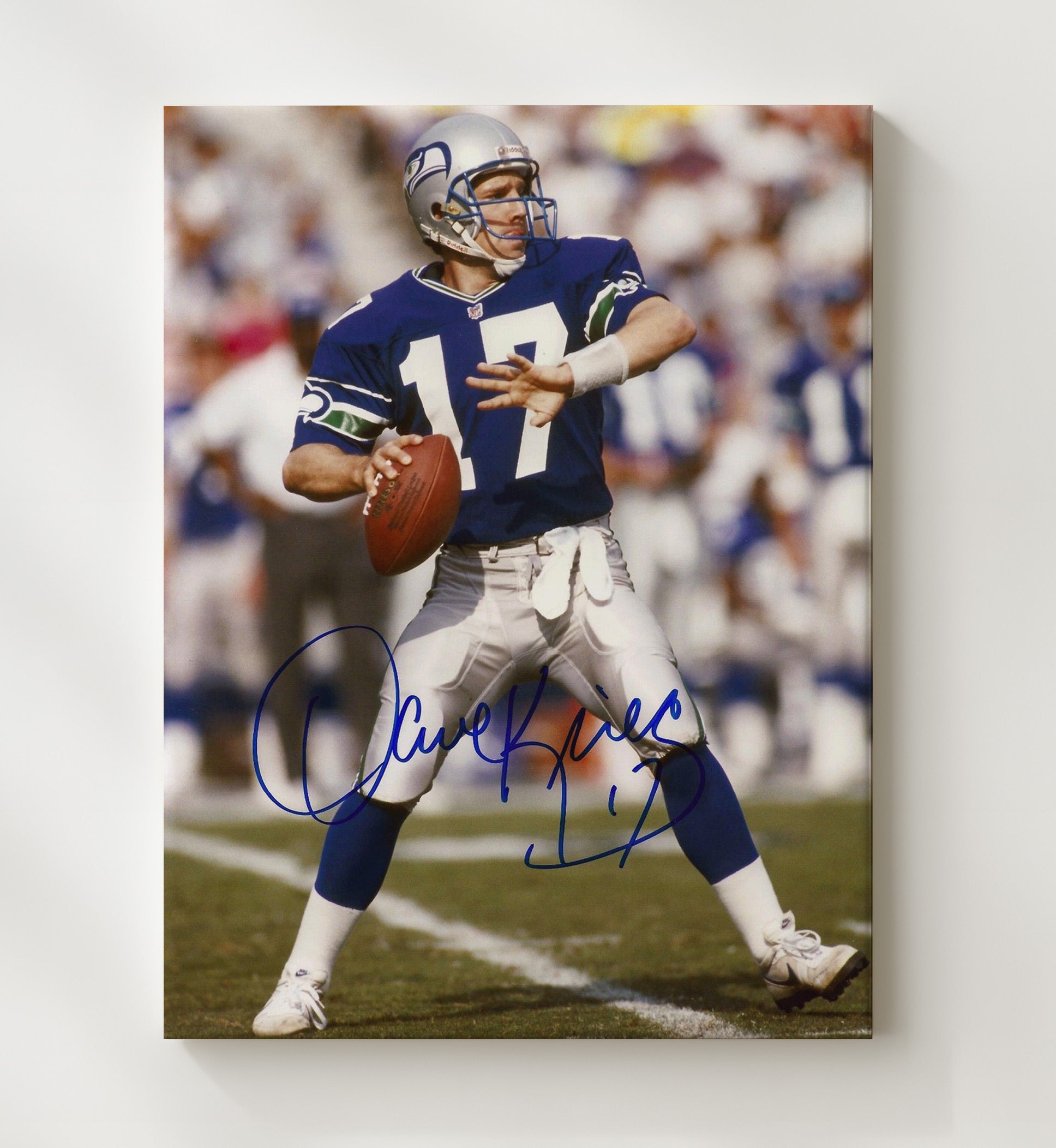 Dave Krieg - Seattle Football Quarterback Set to Pass Football Wall Art - football wall art print