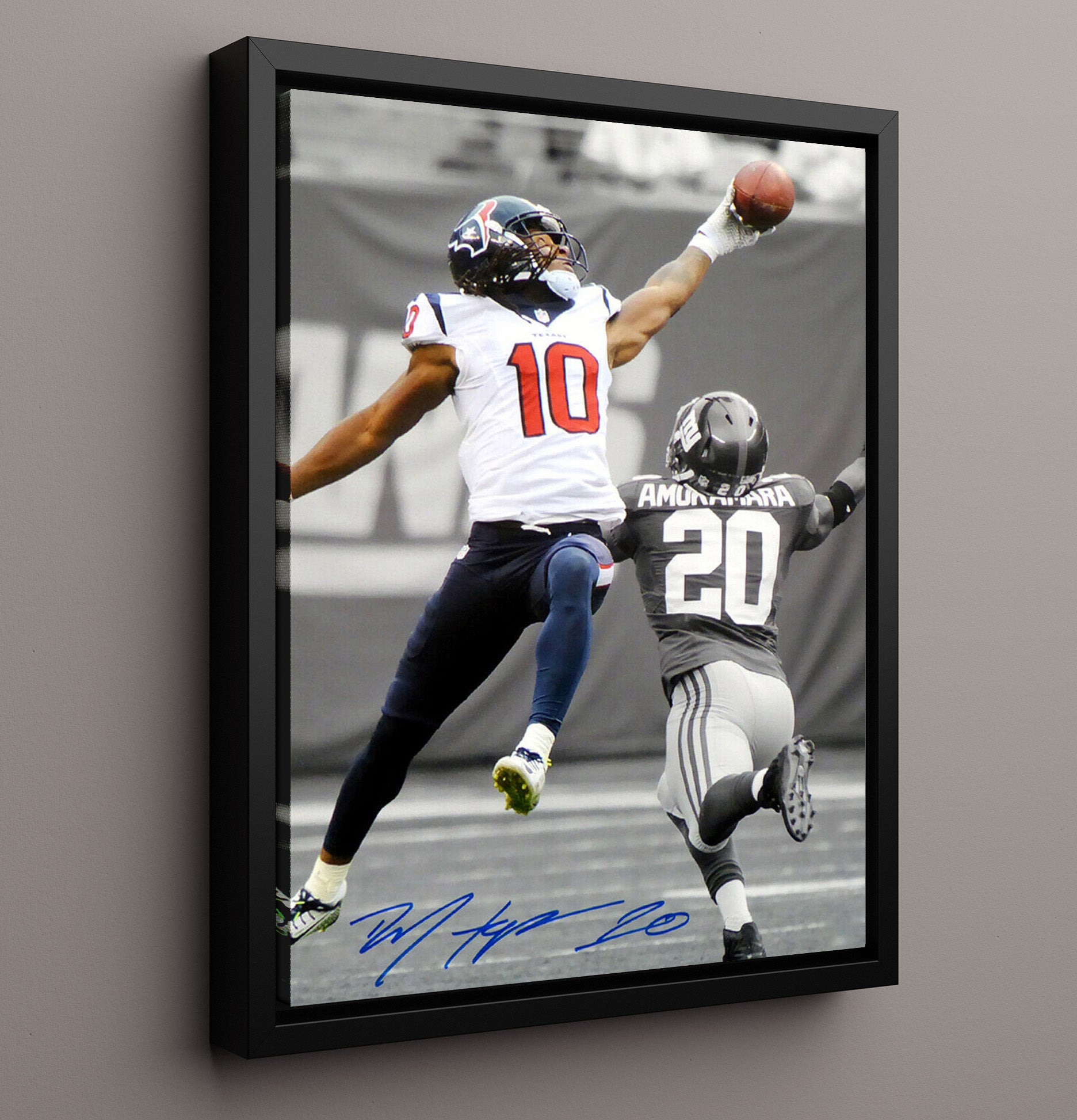 Deandre Hopkins - Houston Football One Handed Catch Spotlight Football Wall Art - football wall art print