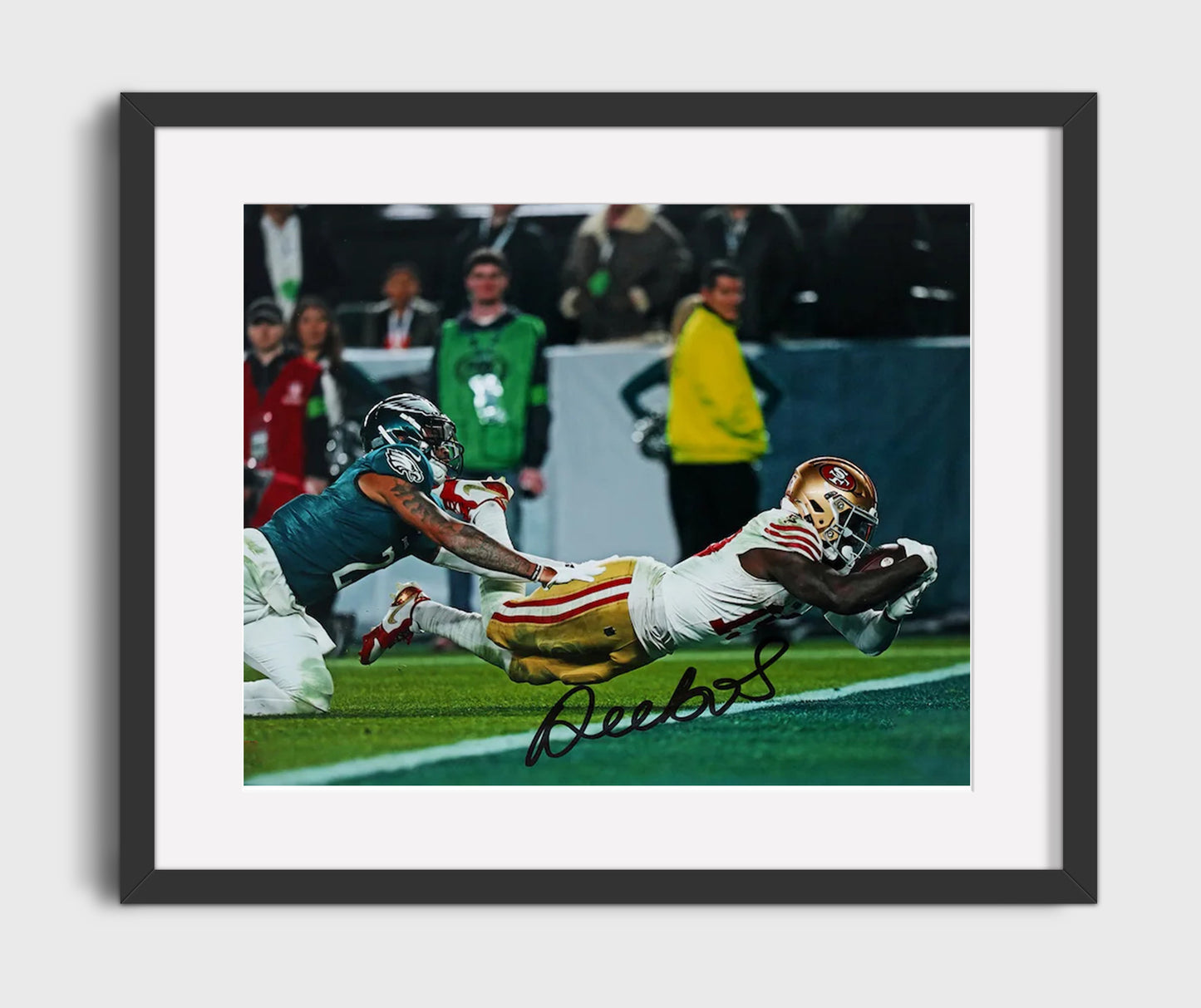 Deebo Samuel - San Francisco Football Diving End Zone Catch Football Wall Art - football wall art print