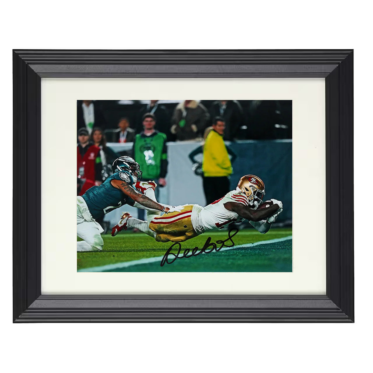Deebo Samuel – San Francisco Diving End Zone Catch – 8x10 black beveled framed football wall art