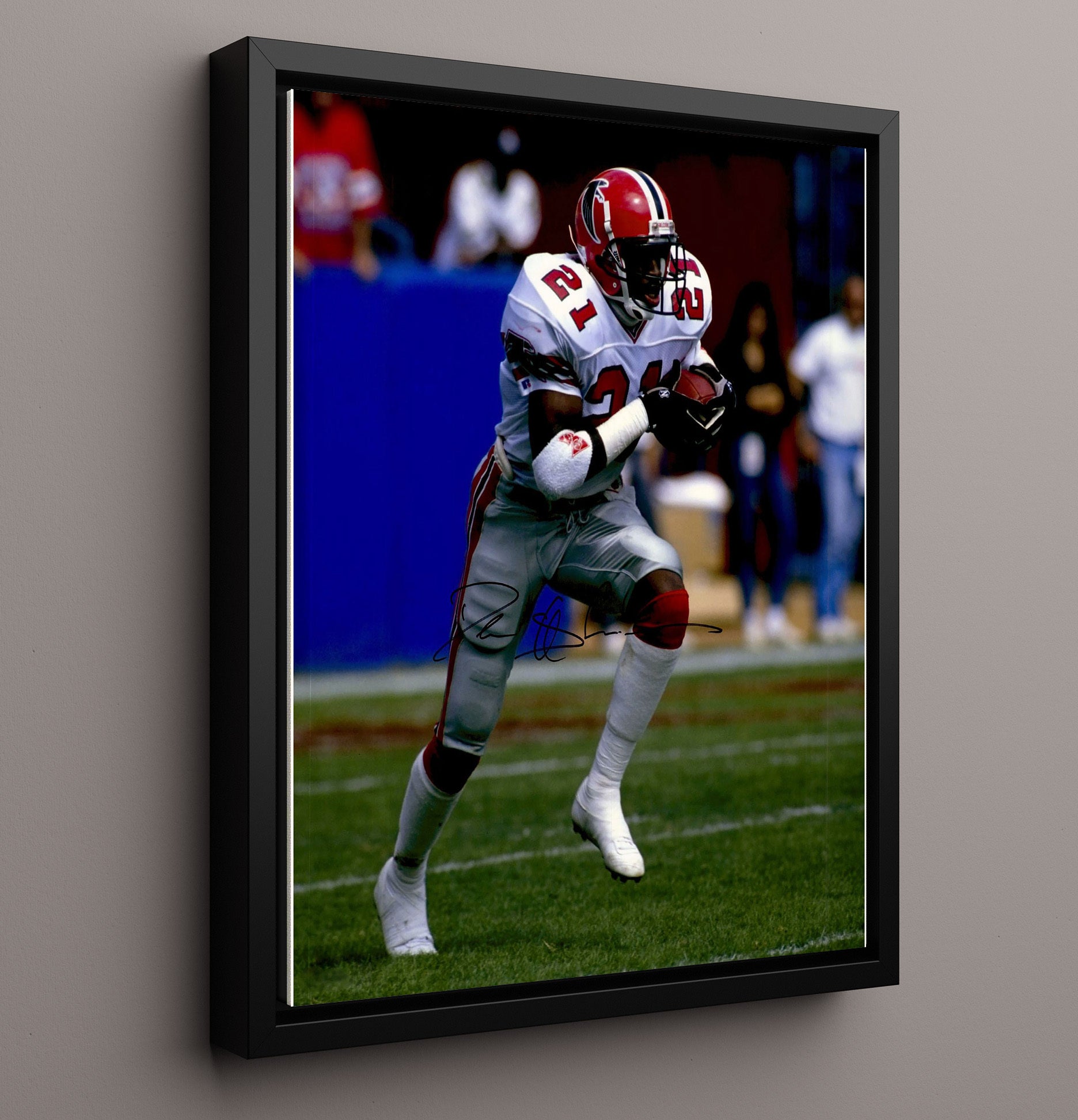 Deion Sanders - Falcon Flash Vintage Football Wall Art - 16x20 Framed Canvas football decor