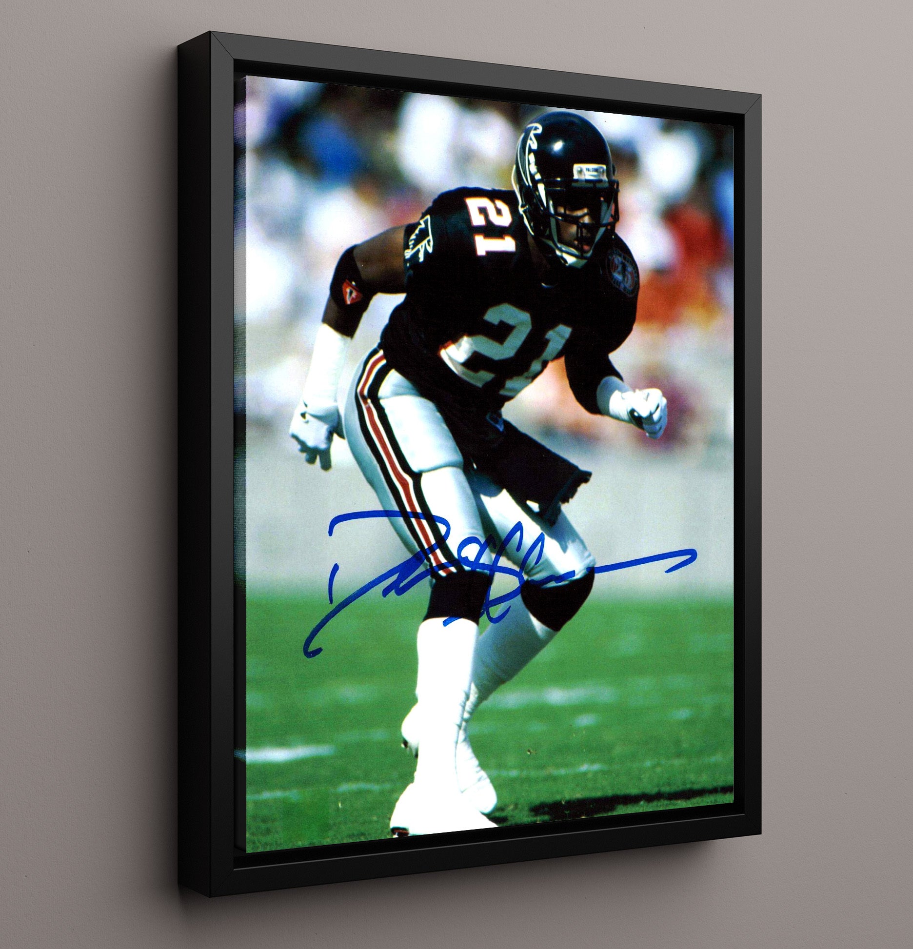 Deion Sanders - Prime Time Lockdown Vintage Football Wall Art - 16x20 Framed Canvas football decor