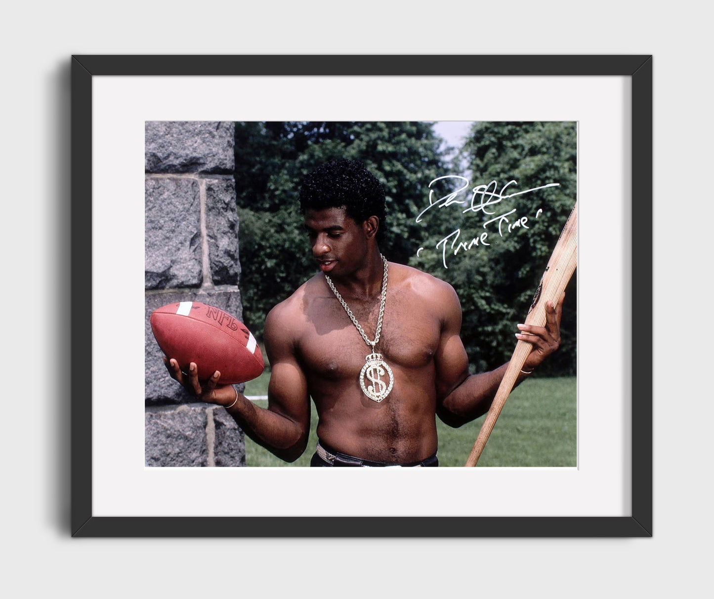 Deion Sanders - Prime Time Swagger Vintage Football Wall Art - 16x20 Gallery Frame football decor