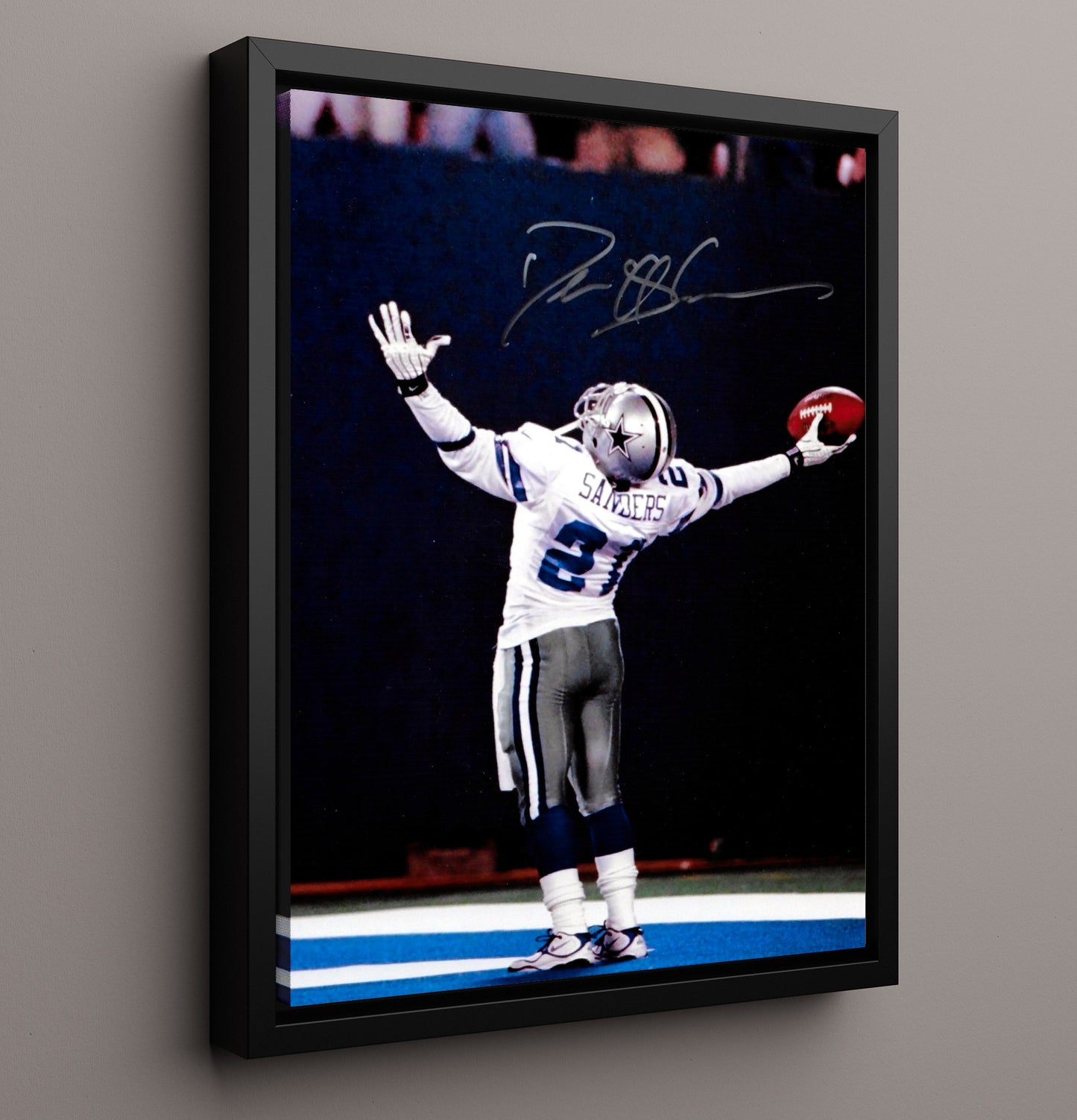 Deion Sanders - Showtime Swagger Vintage Football Wall Art - 16x20 Framed Canvas football decor