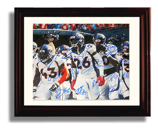 Denver Team 2016 Championship Defense Celebration Football Wall Art Framed 8x10 Matted Beveled Frame wall art print - Football decor