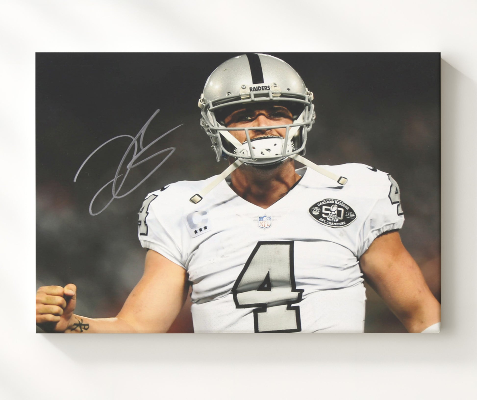 Derek Carr Oakland Quarterback Celebration Football Wall Art 16x20 Canvas Wall Art wall art print - Football decor
