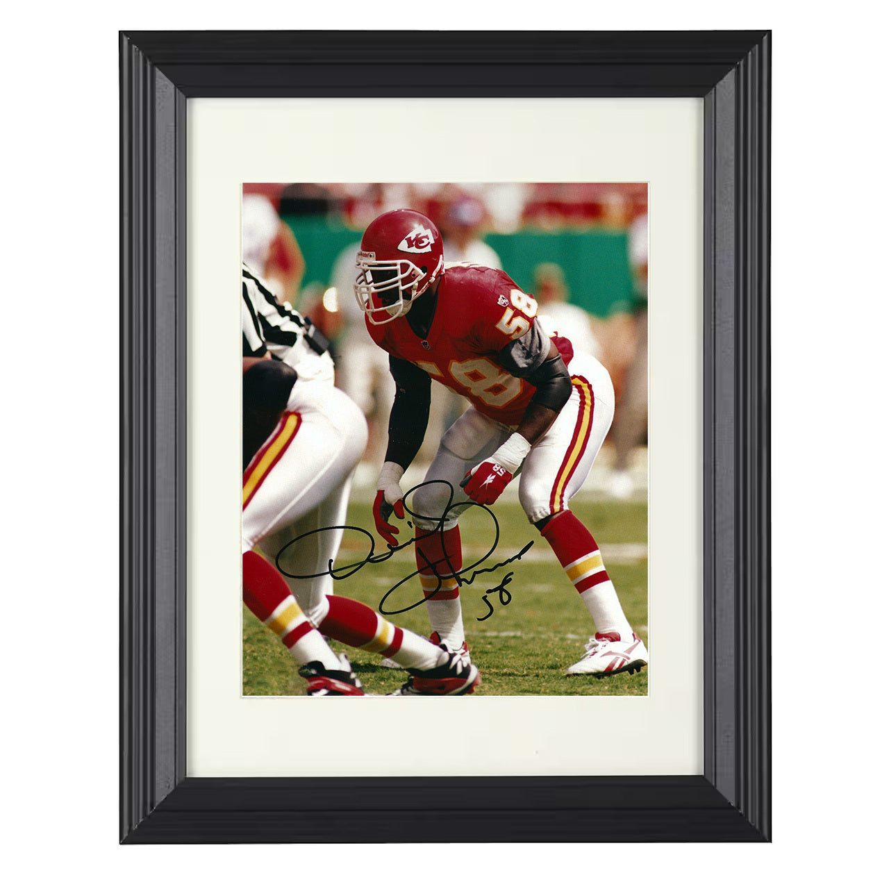 Derrick Thomas – Sack Machine Image – 8x10 black beveled framed football wall art