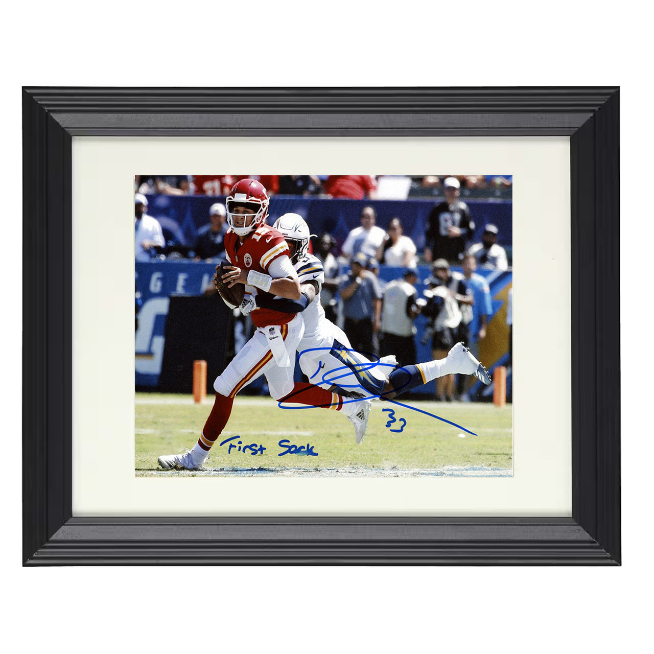 Derwin James – First Sack Memory – 8x10 black beveled framed football wall art