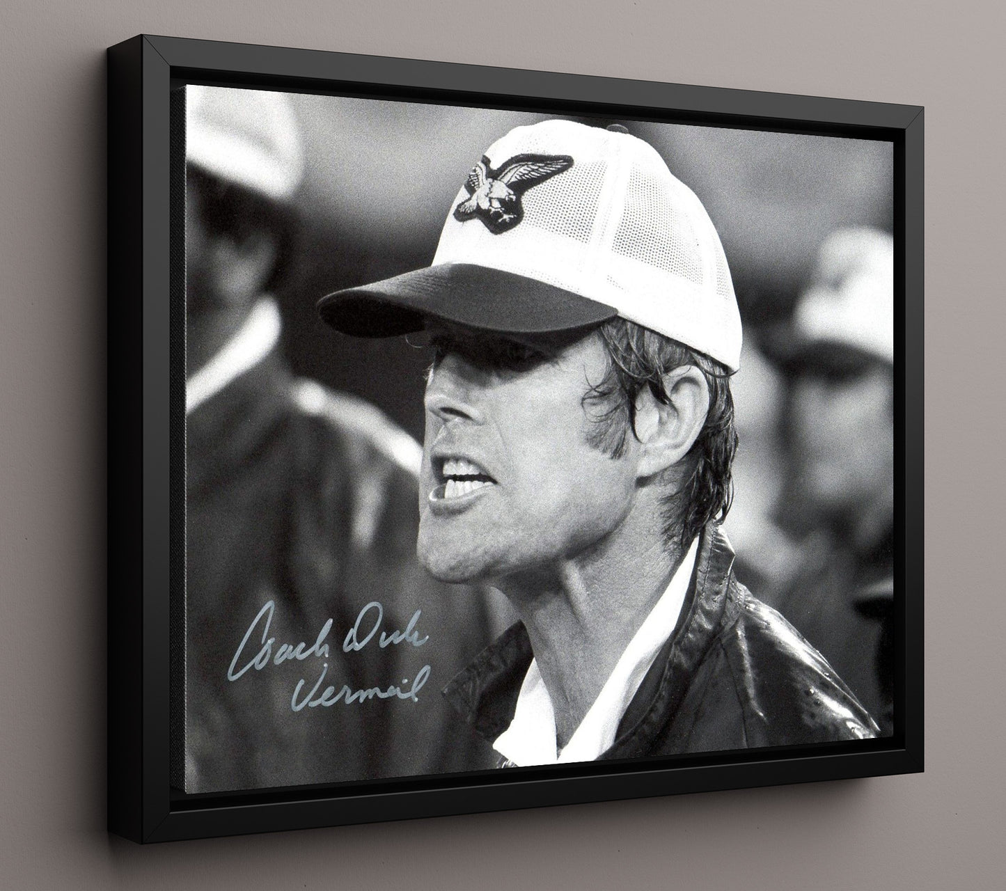 Dick Vermeil Philadelphia Head Coach Sideline Football Wall Art 16x20 Floating Canvas Display wall art print - Football decor