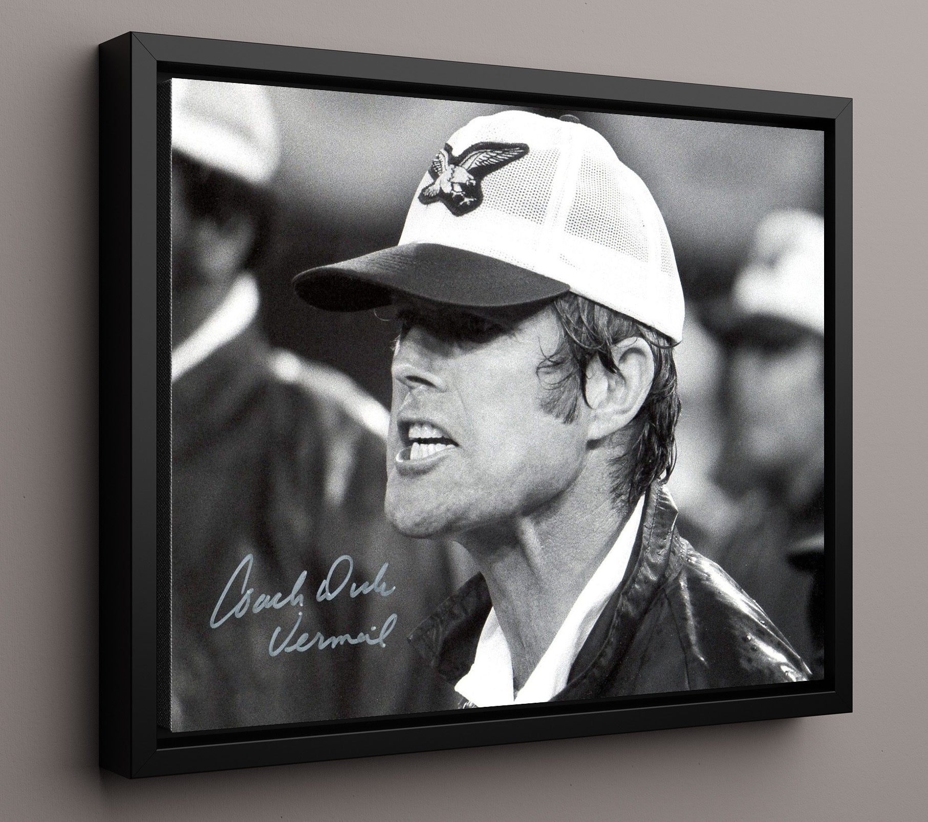 Dick Vermeil Philadelphia Head Coach Sideline Football Wall Art 16x20 Floating Canvas Display wall art print - Football decor