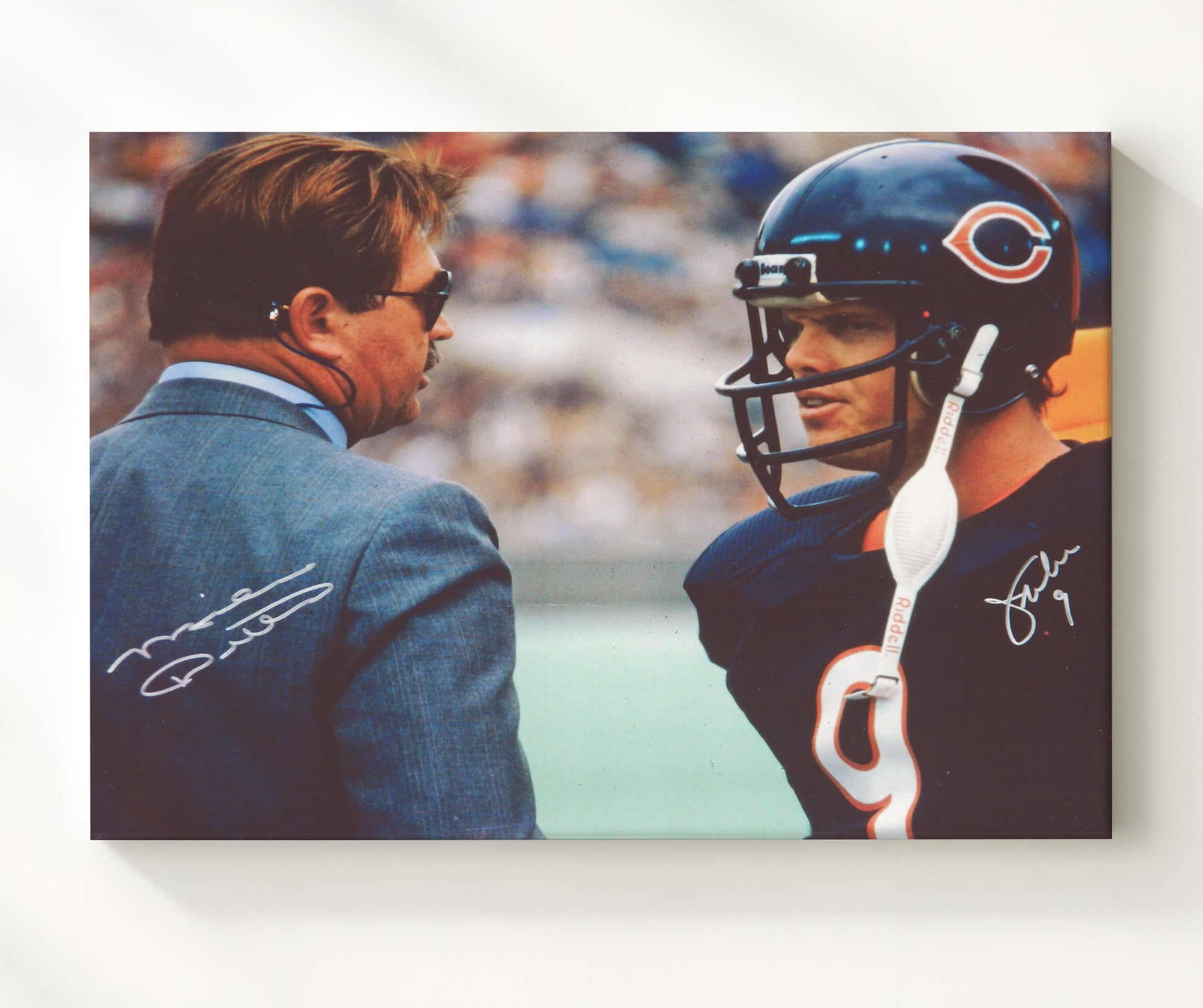 Ditka and McMahon Bears - Sideline Strategy Vintage Football Wall Art - 20x24 Canvas football decor