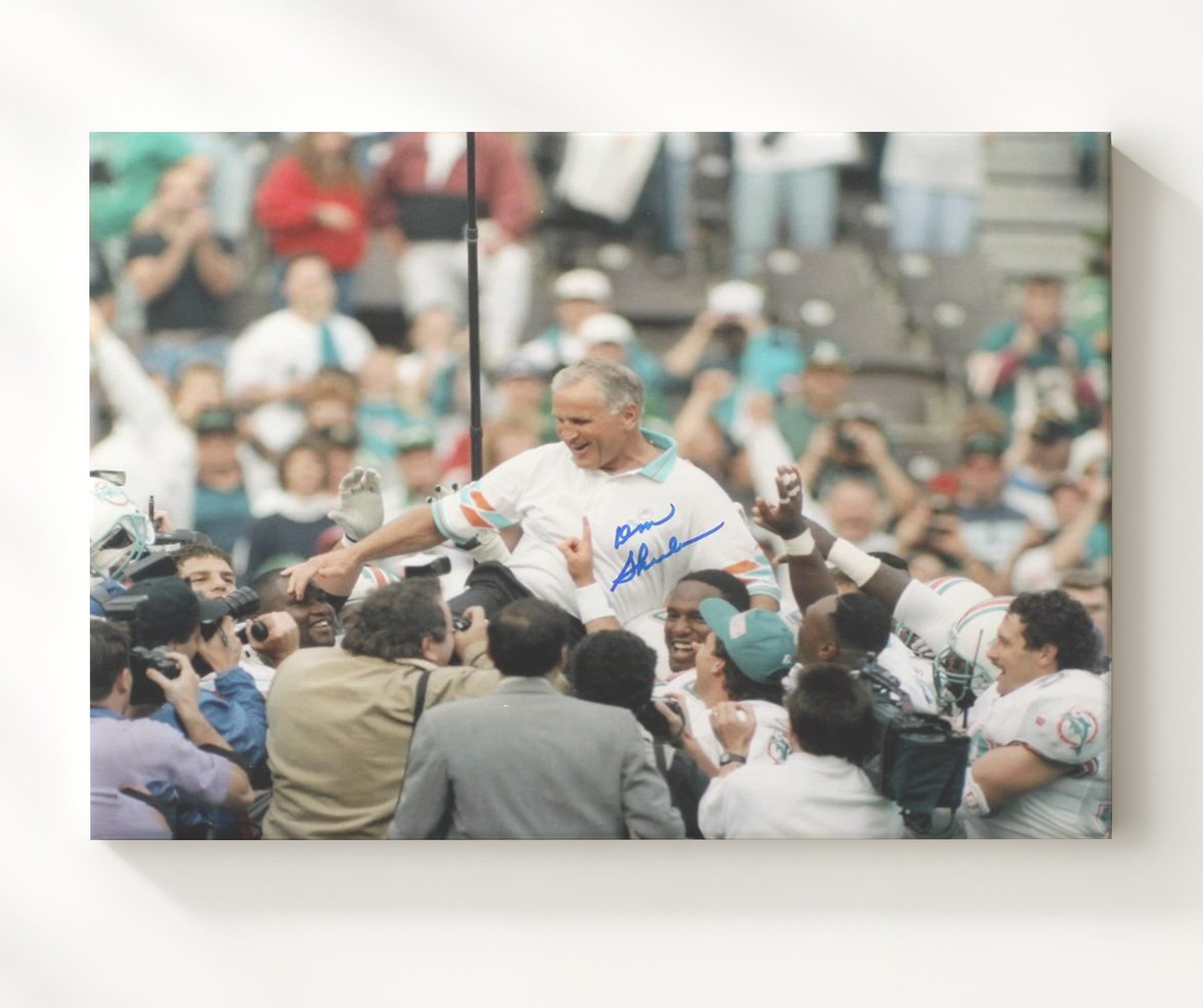 Don Shula - Miami Football Coach Victory Celebration Vintage Football Wall Art - 20x24 Canvas football decor
