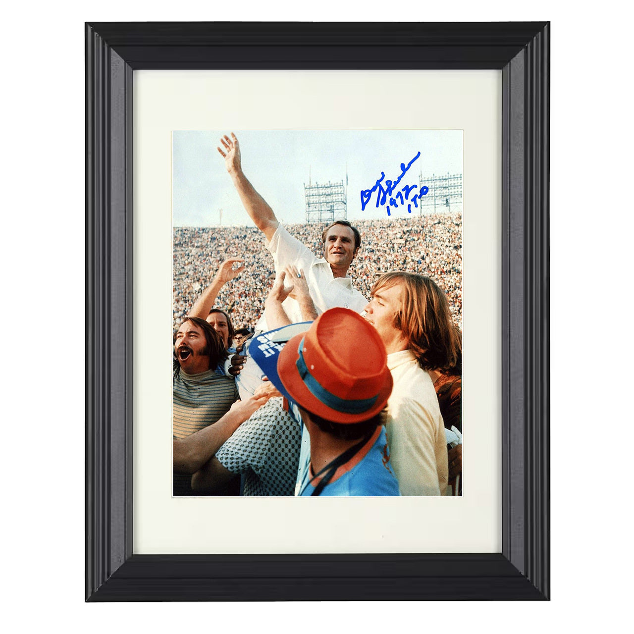 Don Shula – Miami Title Celebration Coach 1970 – 8x10 black beveled framed football wall art
