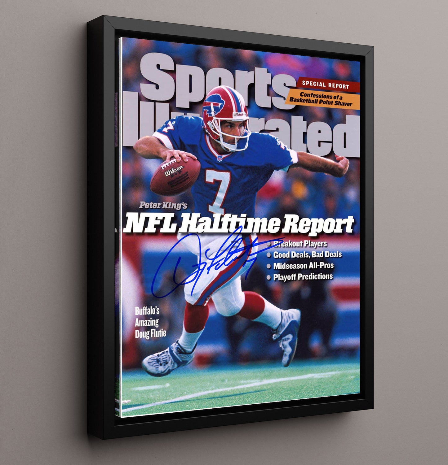 Doug Flutie - Halftime Magic Vintage Football Wall Art - 16x20 Framed Canvas football decor