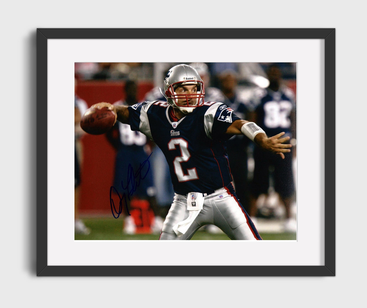 Doug Flutie New England Quarterback Mid Pass Football Wall Art 16x20 Gallery Framed Artwork wall art print - Football decor