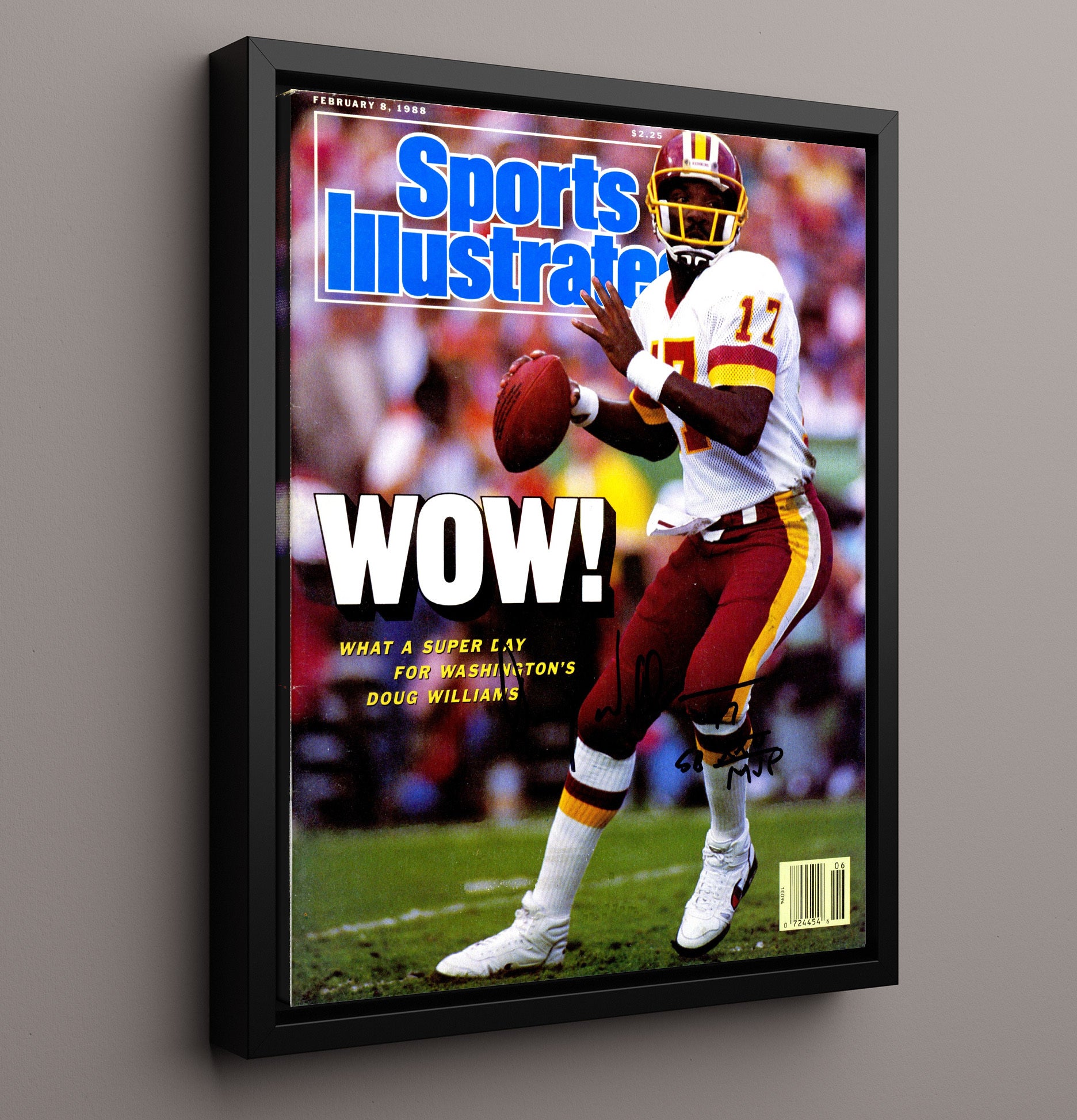 Doug Williams Wow - Super Bowl MVP Vintage Football Wall Art - 16x20 Framed Canvas football decor