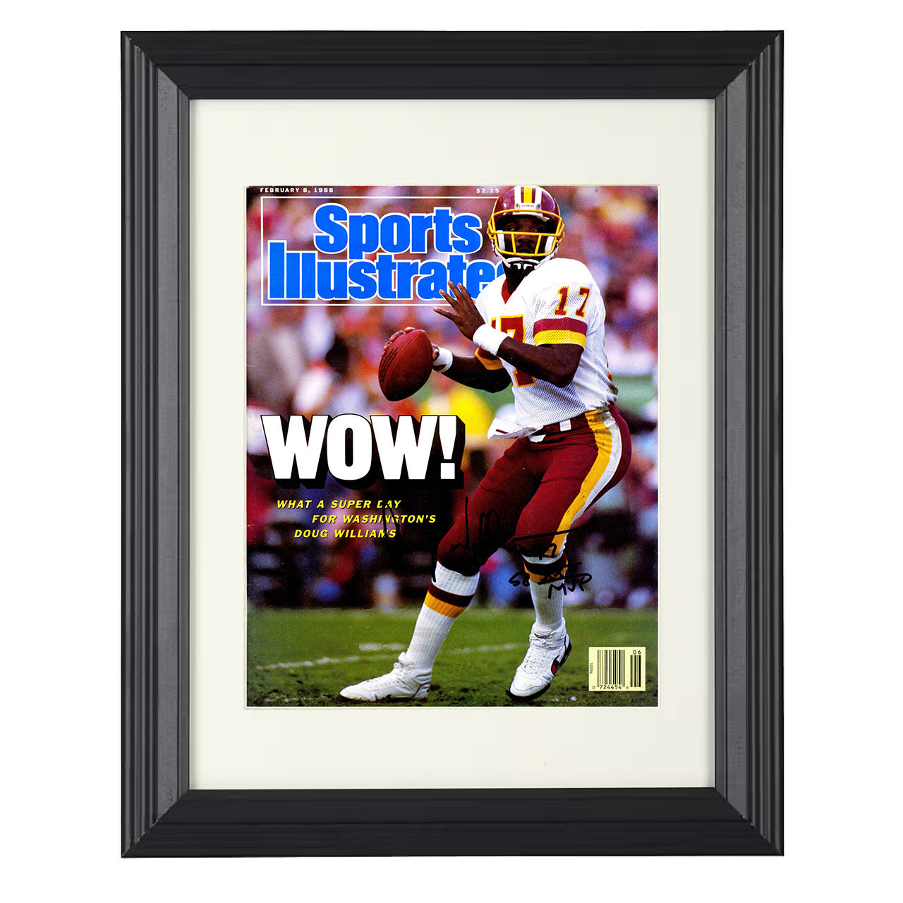 Doug Williams Wow – Super Bowl MVP Image – 8x10 black beveled framed football wall art