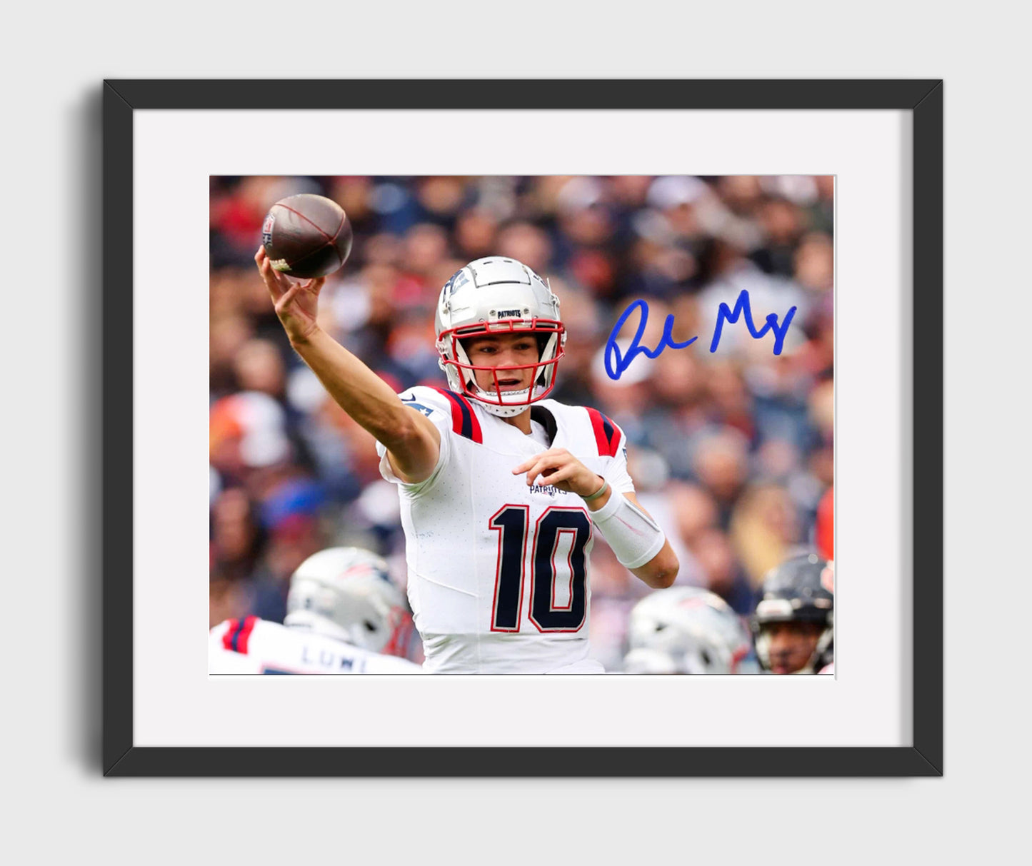 Drake Maye - Rookie Rising Vintage Football Wall Art - 16x20 Gallery Frame football decor