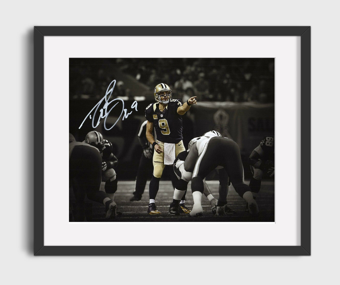Drew Brees - Commanding the Line Vintage Football Wall Art - 16x20 Gallery Frame football decor