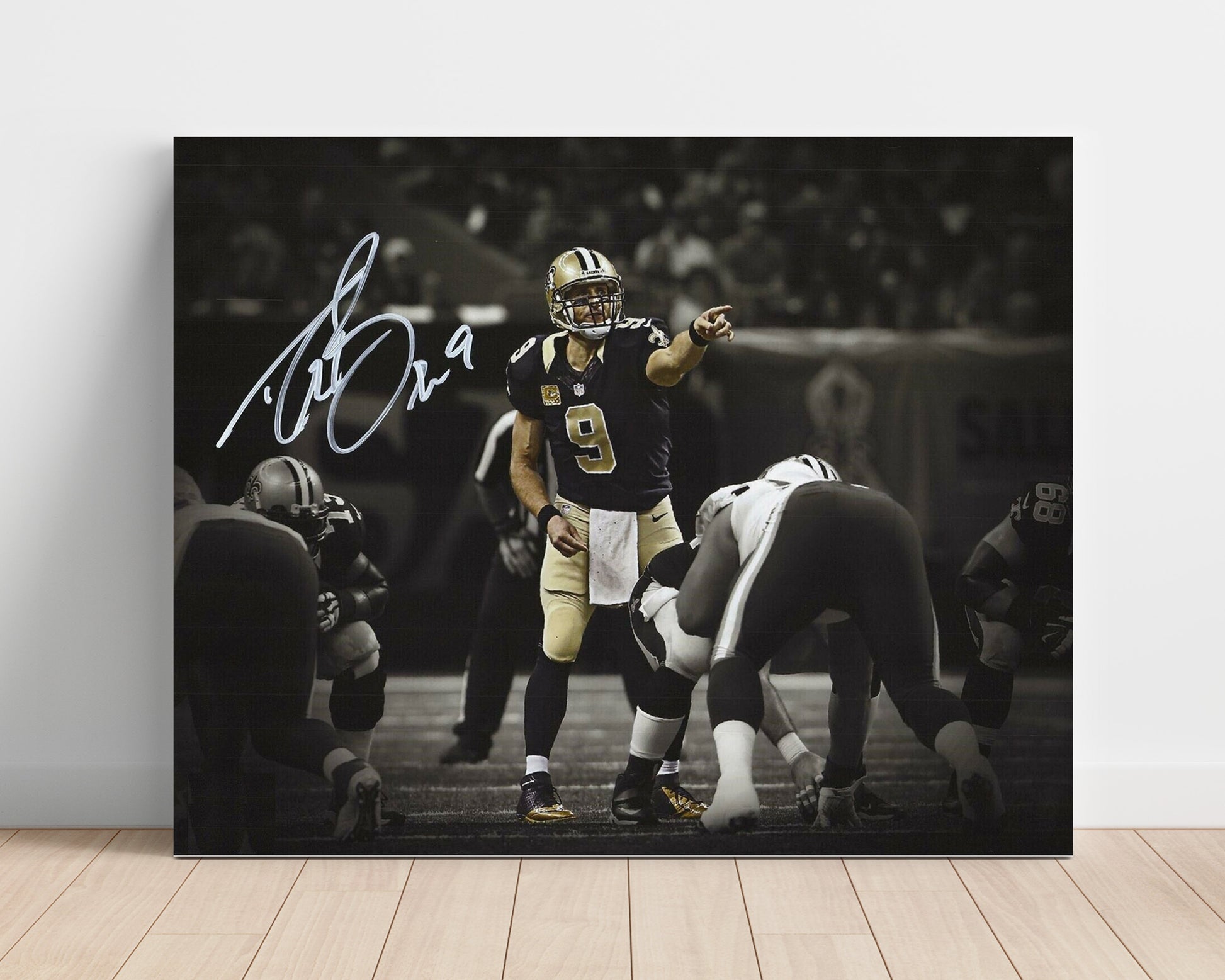 Drew Brees - Commanding the Line Vintage Football Wall Art - 16x20 Unframed Print football decor