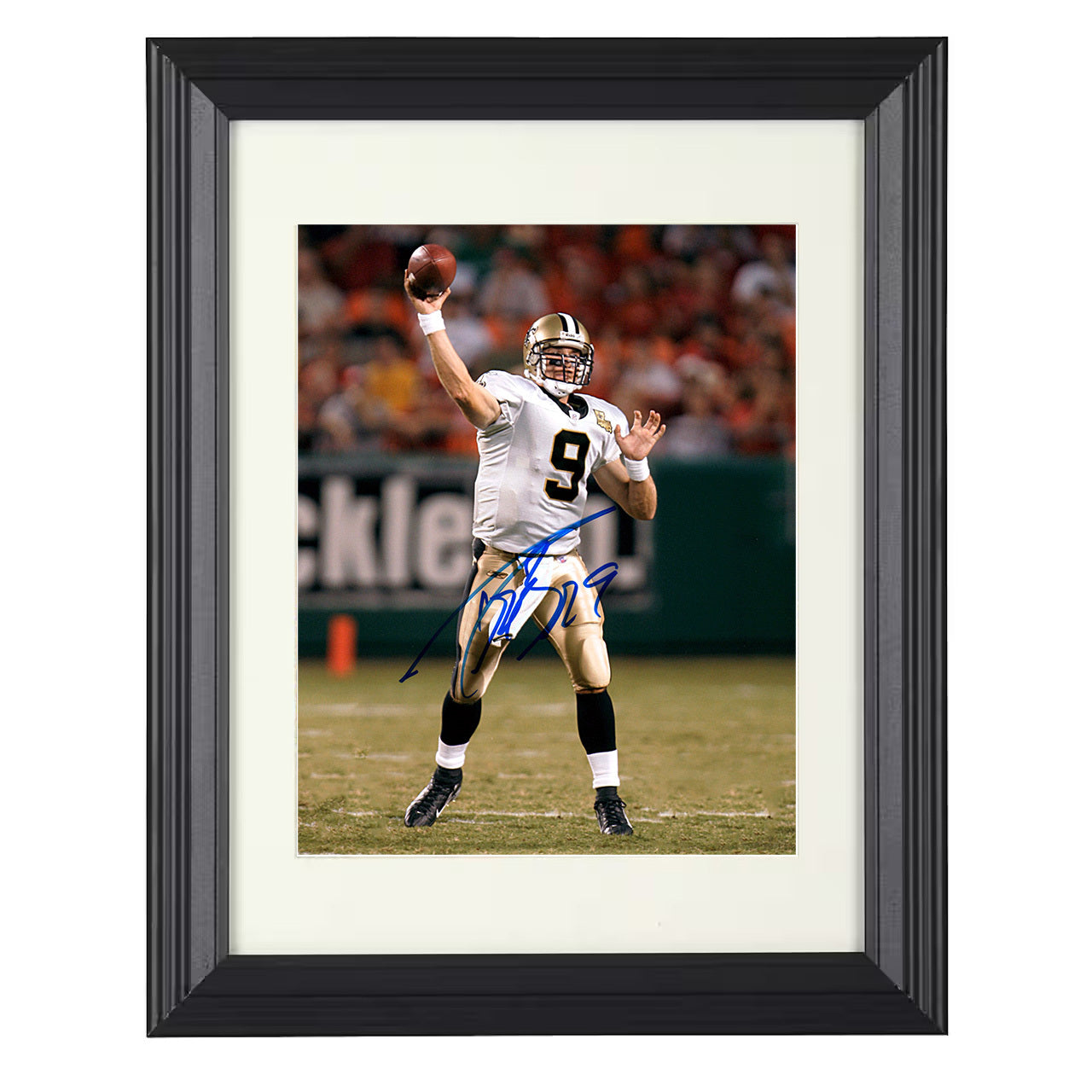 Drew Brees – New Orleans QB Passing Action – 8x10 black beveled framed football wall art